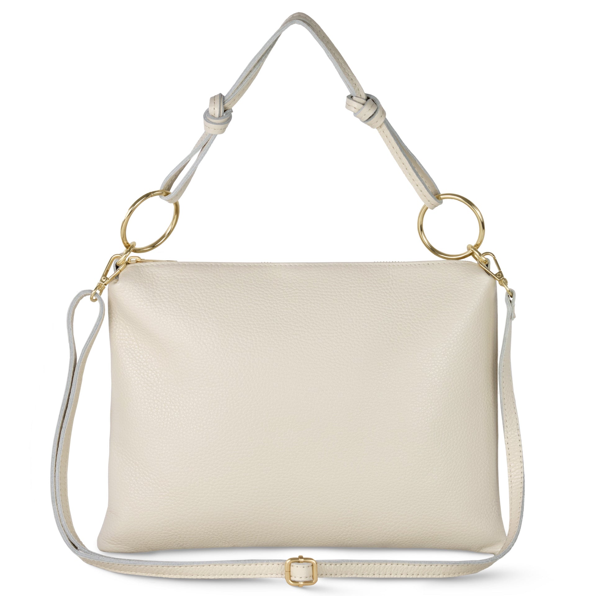 Italian genuine calf leather shoulder bag in sage-green with a decorative knotted handle