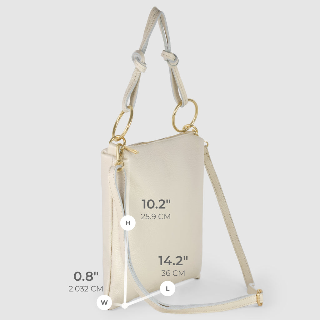 Italian Genuine Calf Leather Shoulder Bag with Knotted Handle