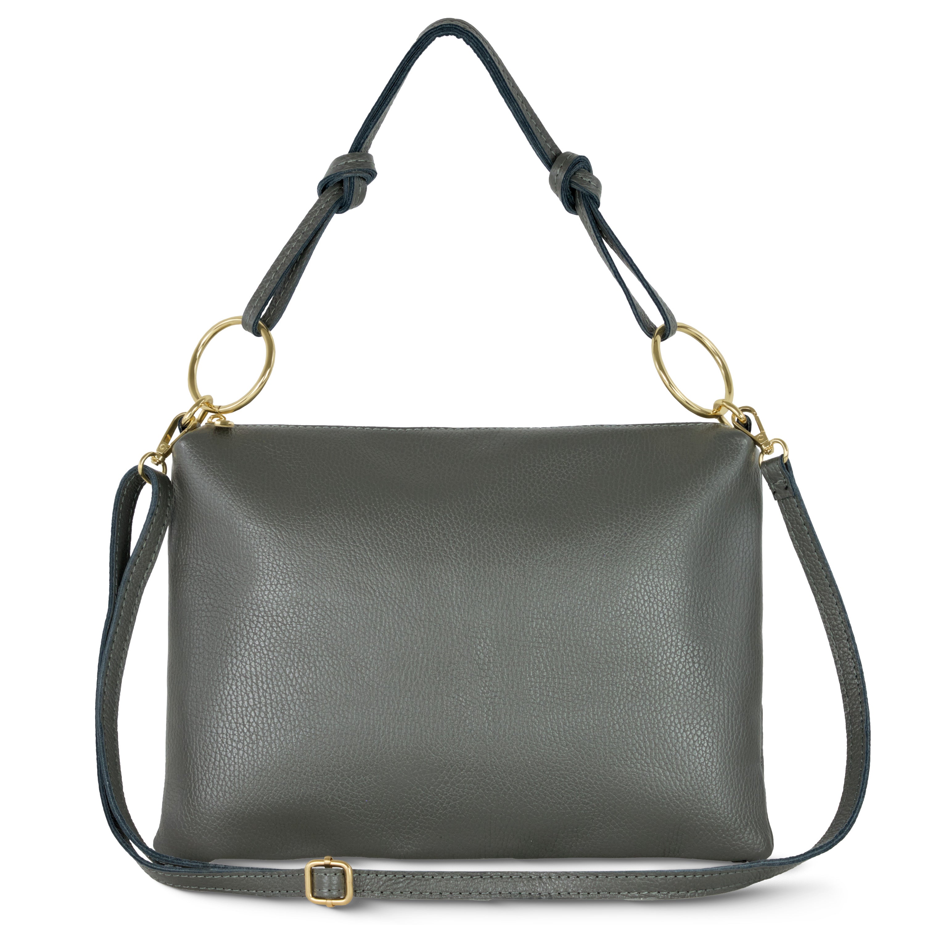 Italian Genuine Calf Leather Shoulder Bag with Knotted Handle