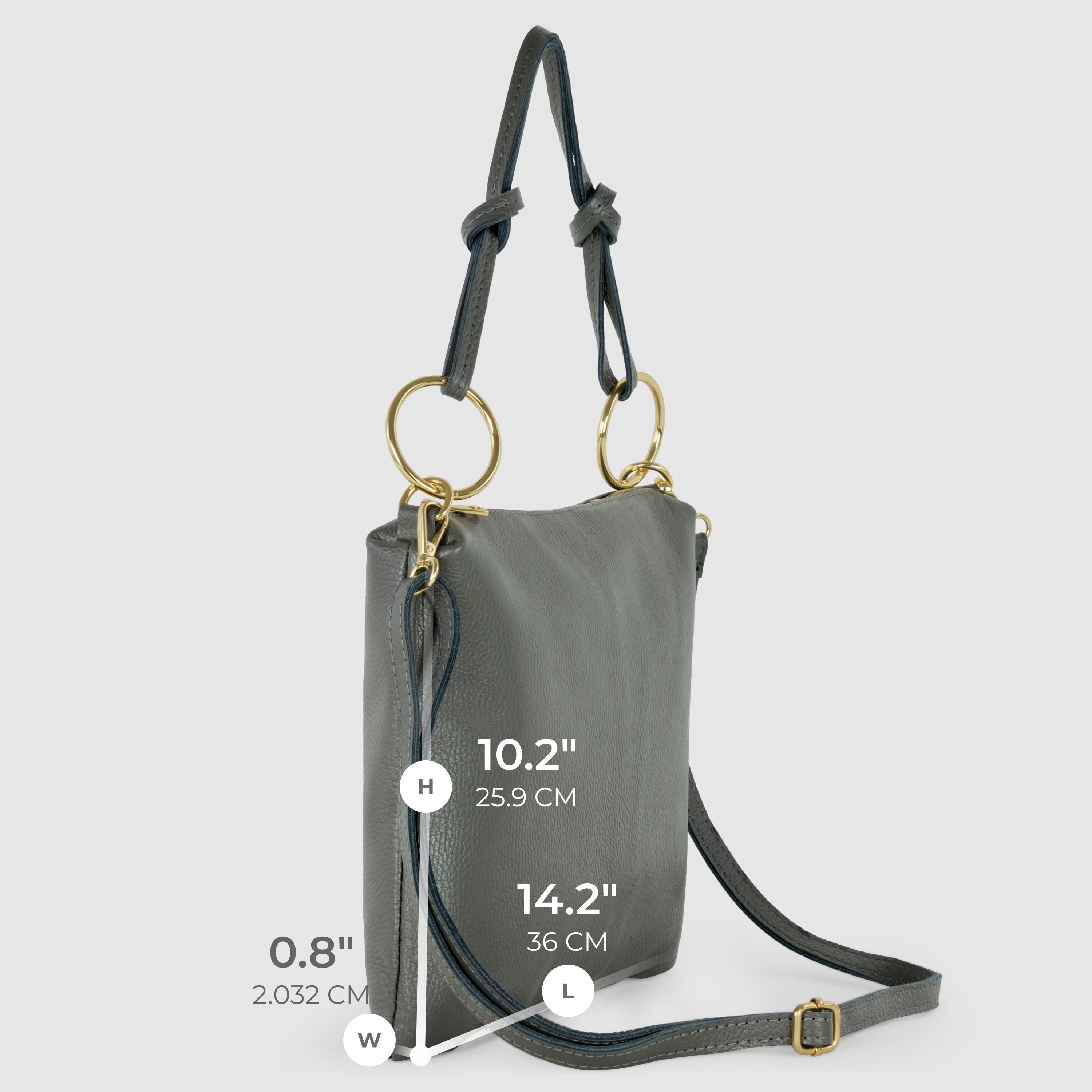Italian Genuine Calf Leather Shoulder Bag with Knotted Handle