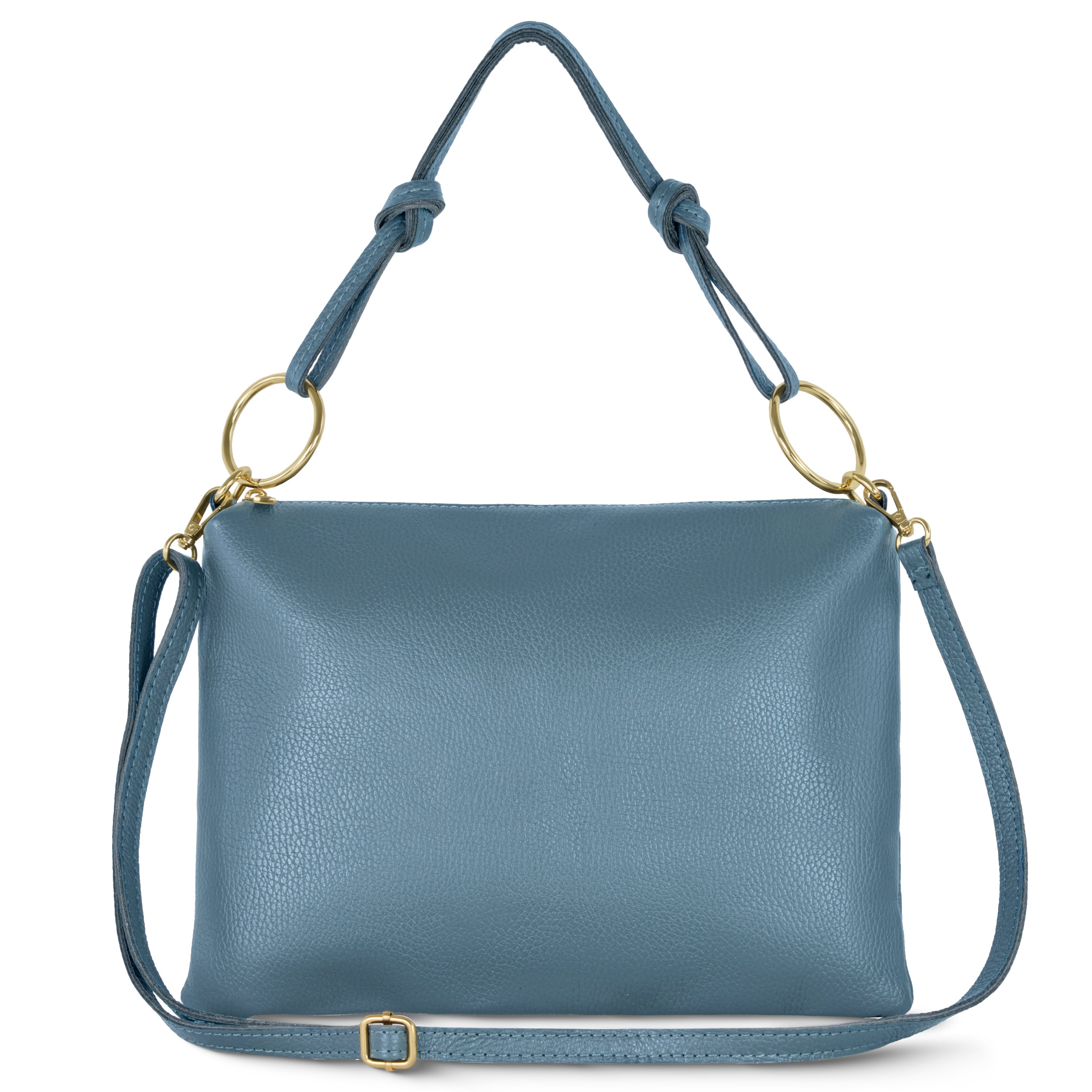 Italian Genuine Calf Leather Shoulder Bag with Knotted Handle