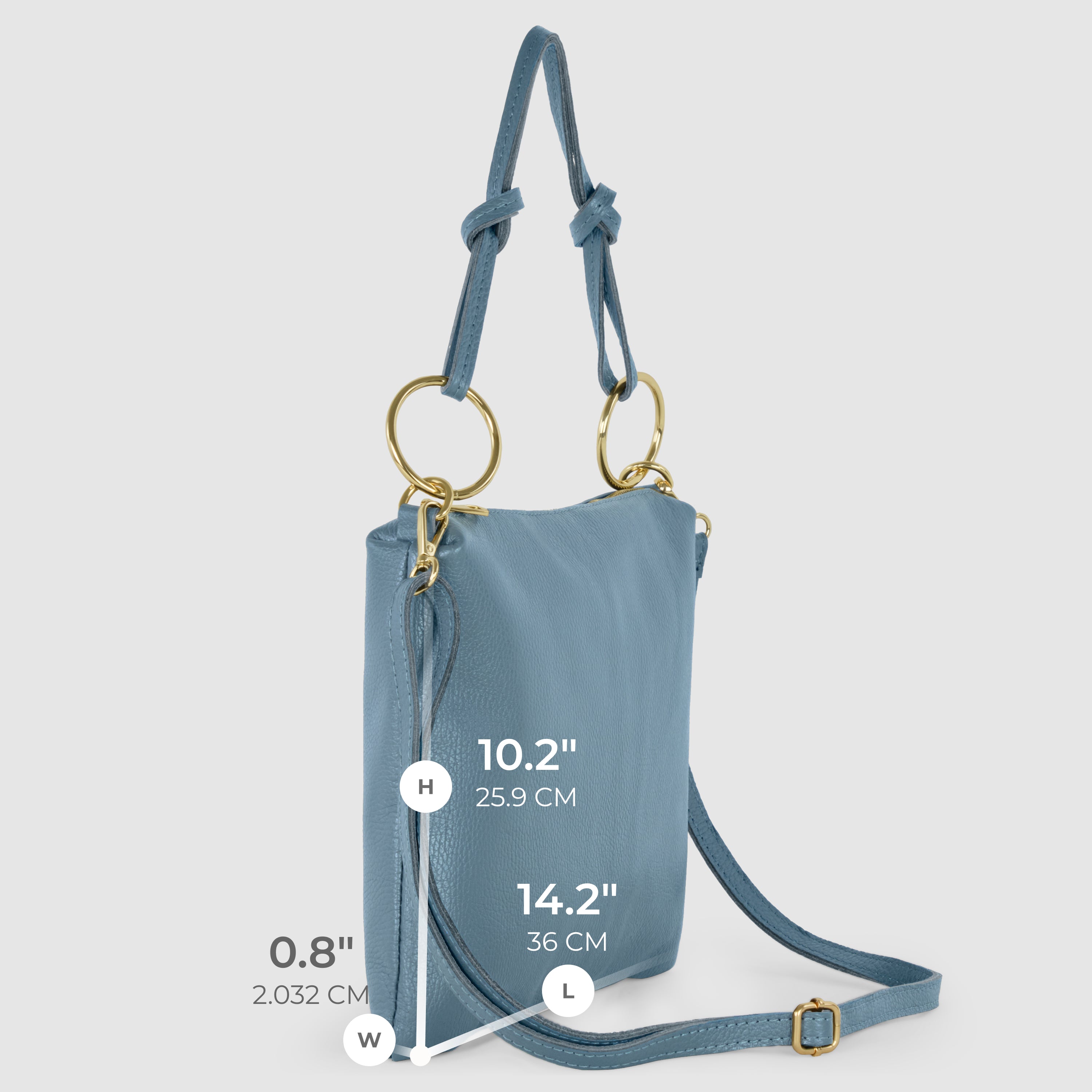 Italian Genuine Calf Leather Shoulder Bag with Knotted Handle