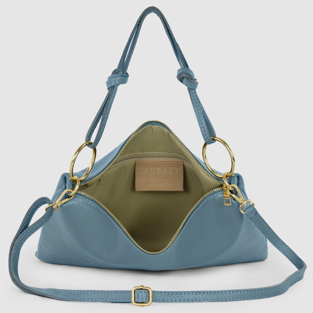 Italian Genuine Calf Leather Shoulder Bag with Knotted Handle