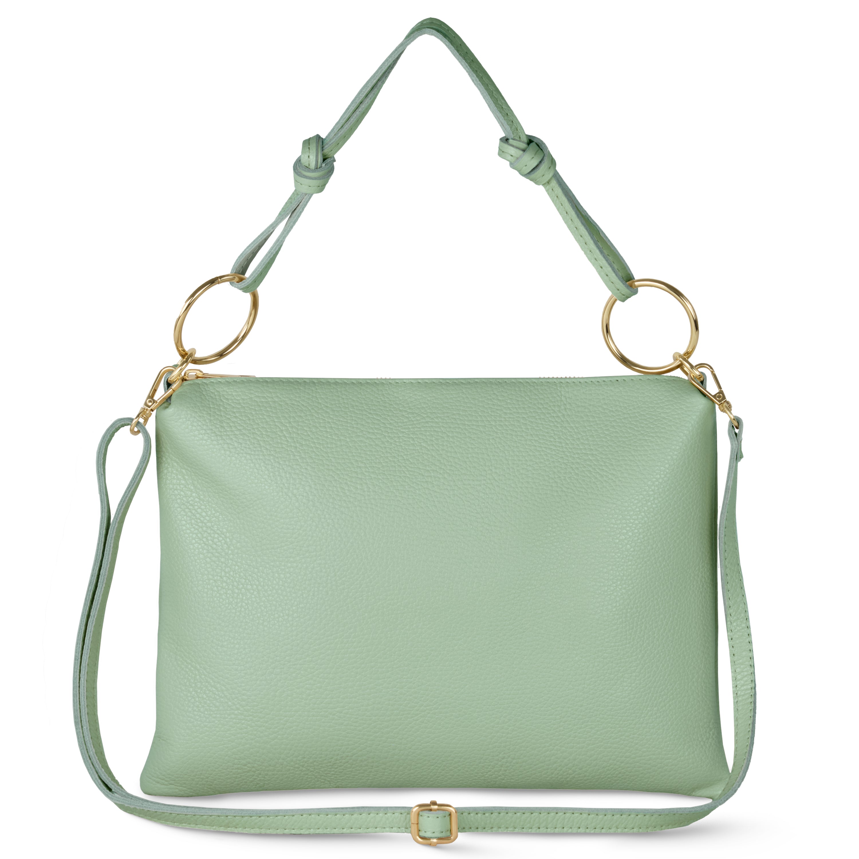 Italian Genuine Calf Leather Shoulder Bag with Knotted Handle