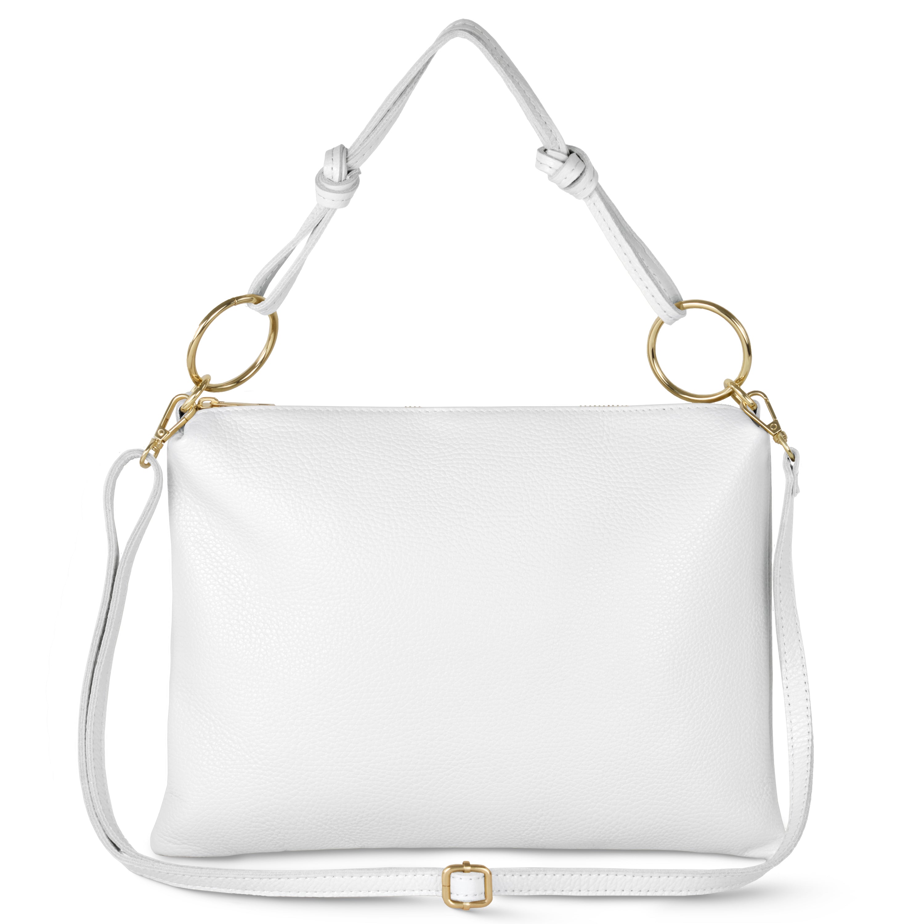 Italian Genuine Calf Leather Shoulder Bag with Knotted Handle