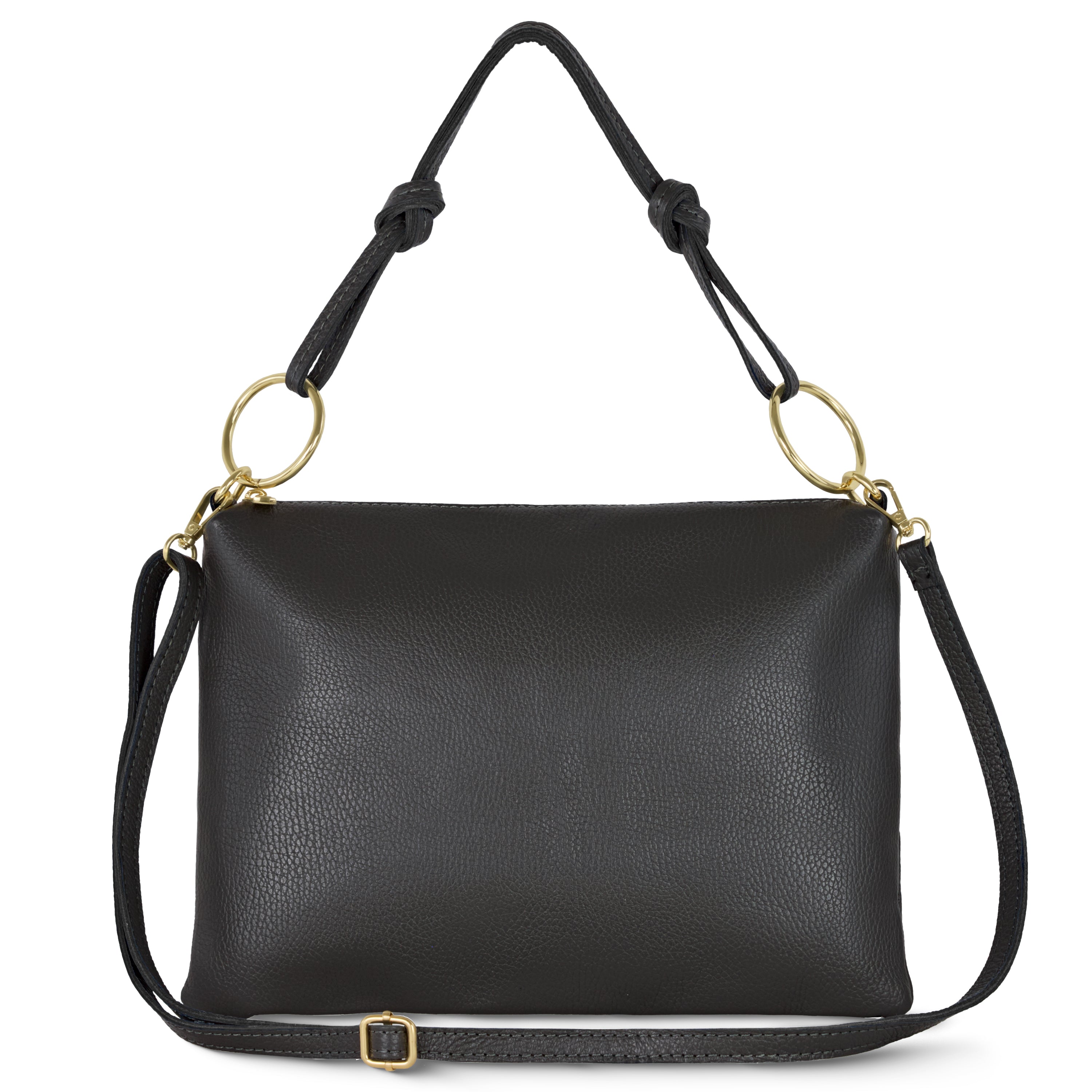 Italian Genuine Calf Leather Shoulder Bag with Knotted Handle