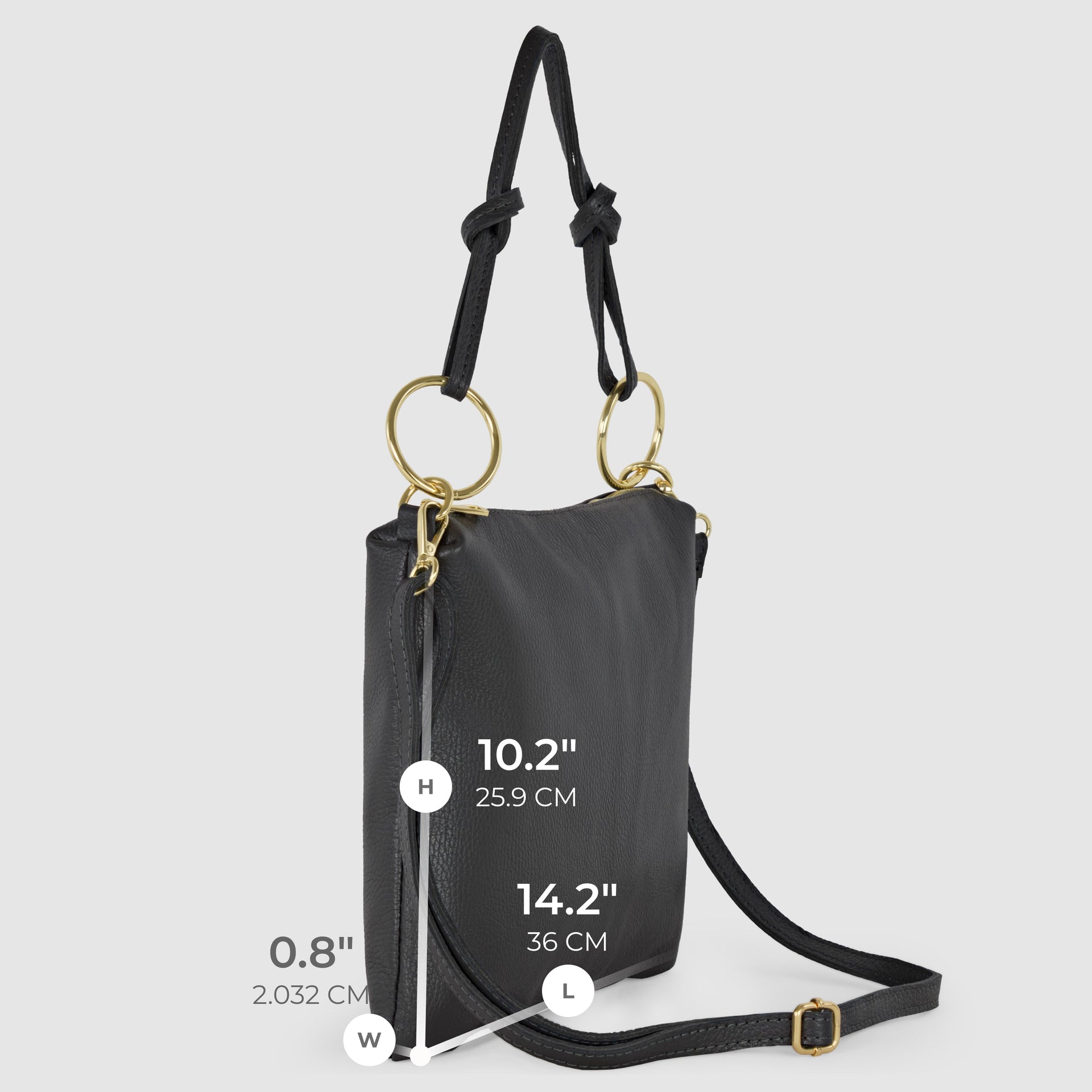 Italian Genuine Calf Leather Shoulder Bag with Knotted Handle