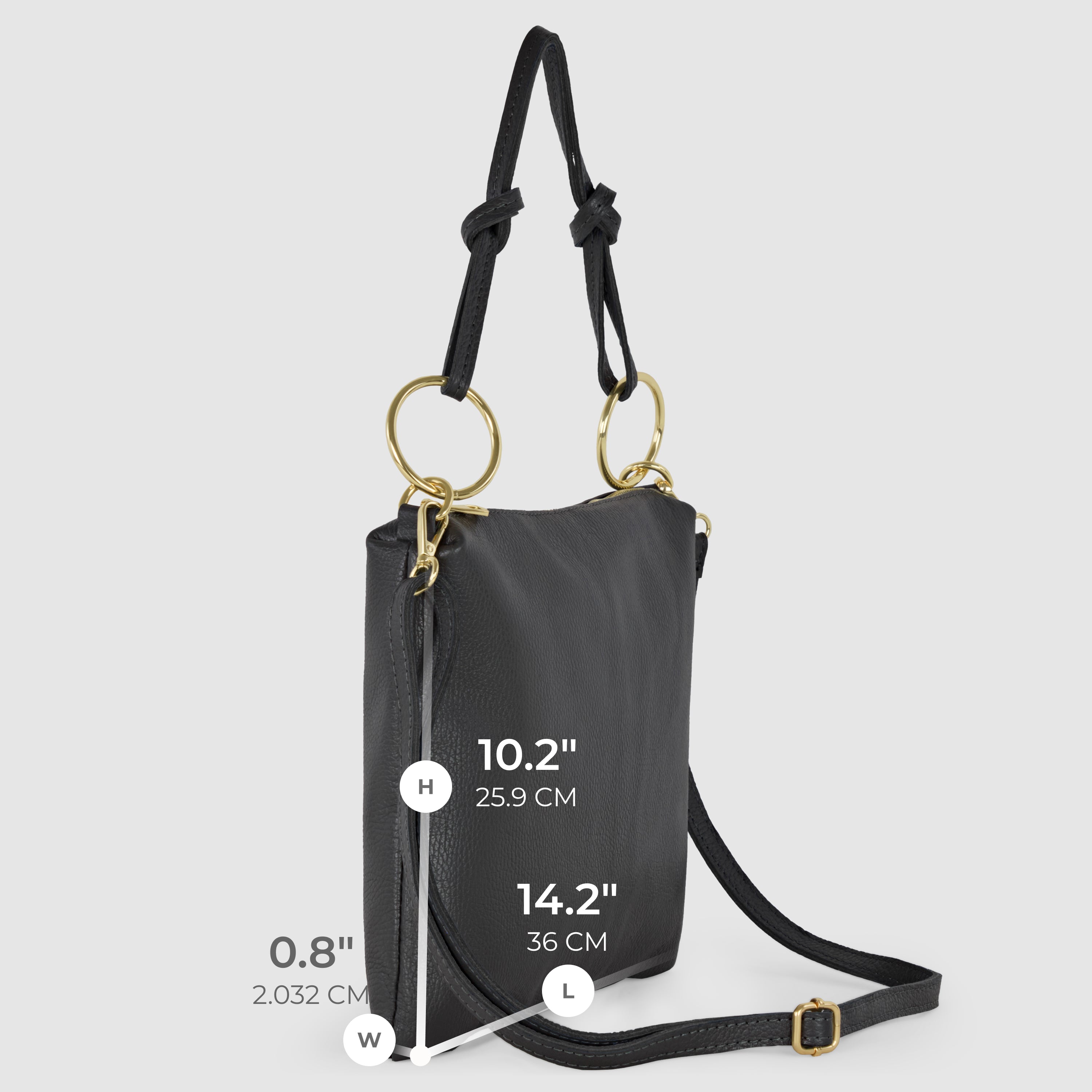 Italian Genuine Calf Leather Shoulder Bag with Knotted Handle