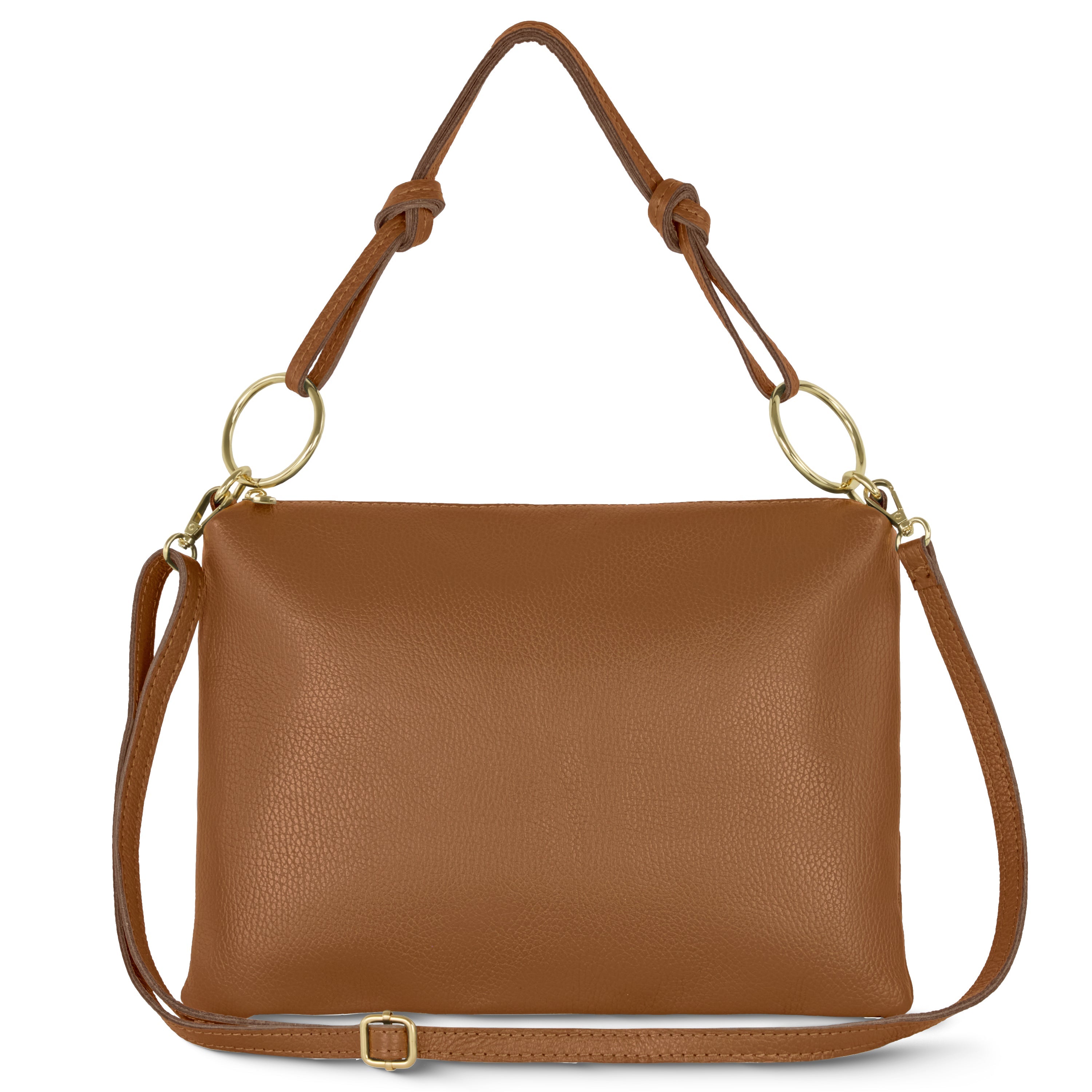 Italian Genuine Calf Leather Shoulder Bag with Knotted Handle