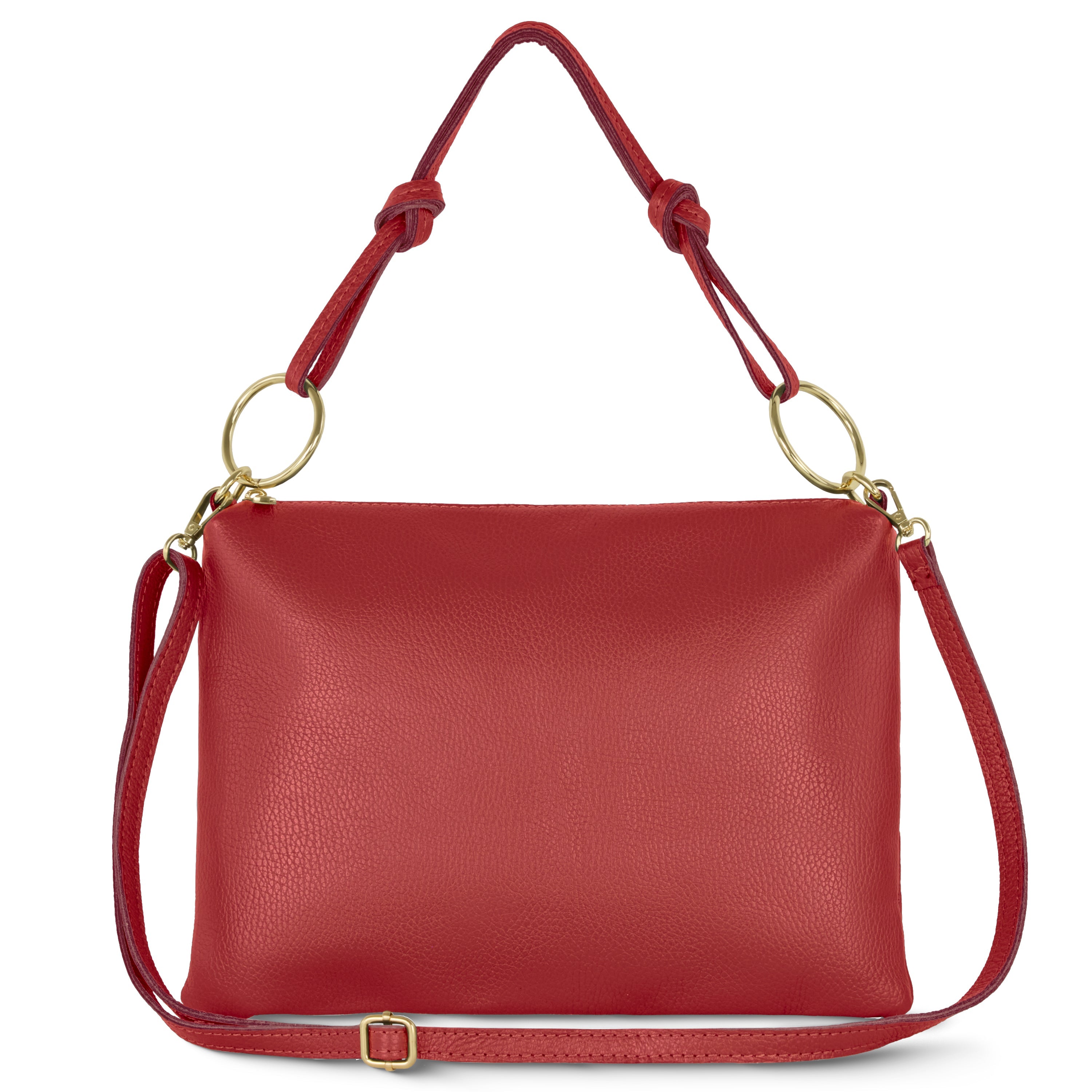 Italian Genuine Calf Leather Shoulder Bag with Knotted Handle