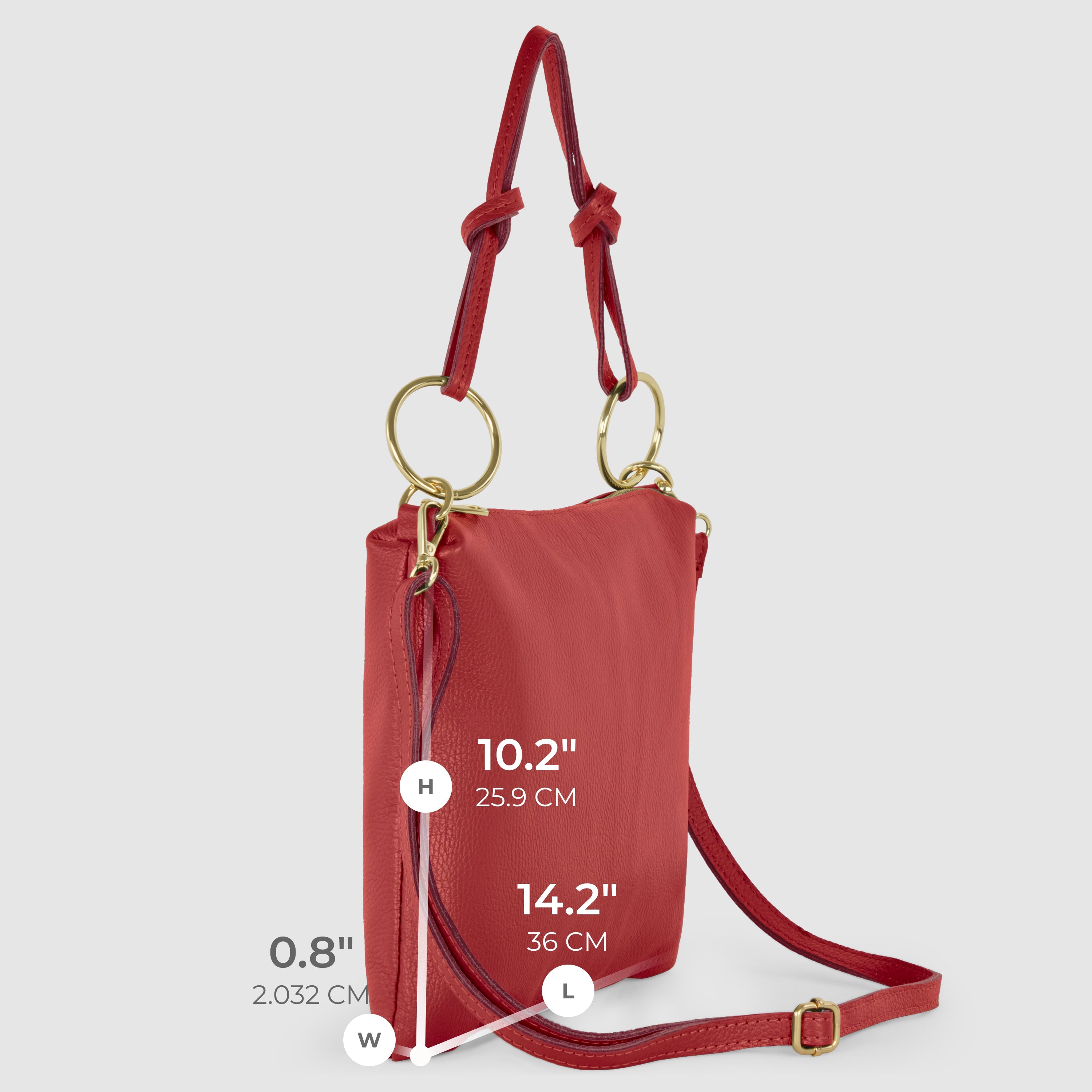 Italian Genuine Calf Leather Shoulder Bag with Knotted Handle