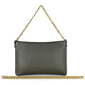 Italian genuine calf leather crossbody bag in black with gold chain strap