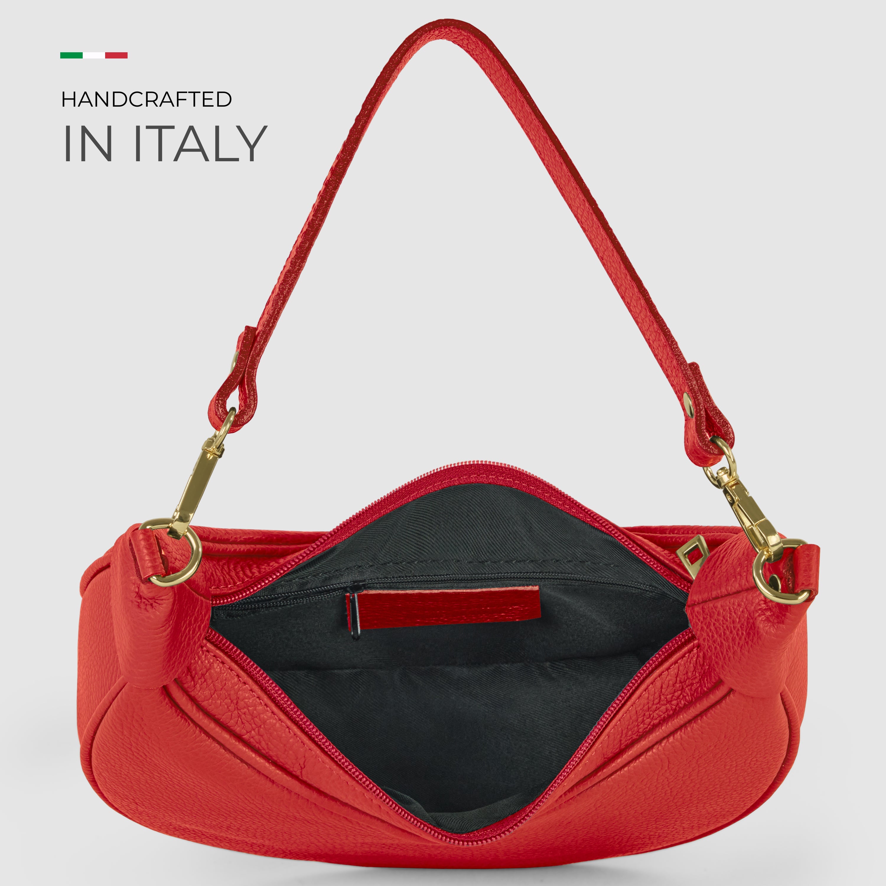 Genuine Italian Calf Leather Crescent Shoulder Bag
