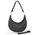 Crescent-shaped genuine Italian calf leather shoulder bag with adjustable strap