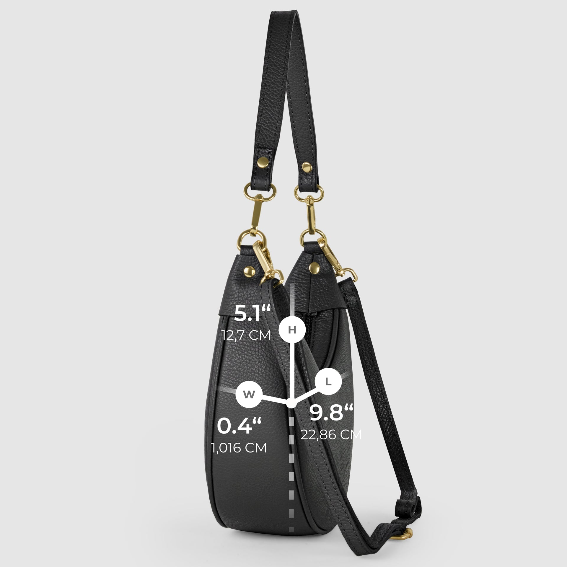 Genuine Italian Calf Leather Crescent Shoulder Bag