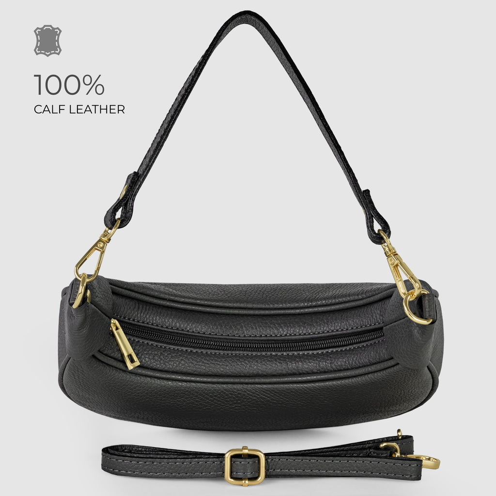 Genuine Italian Calf Leather Crescent Shoulder Bag