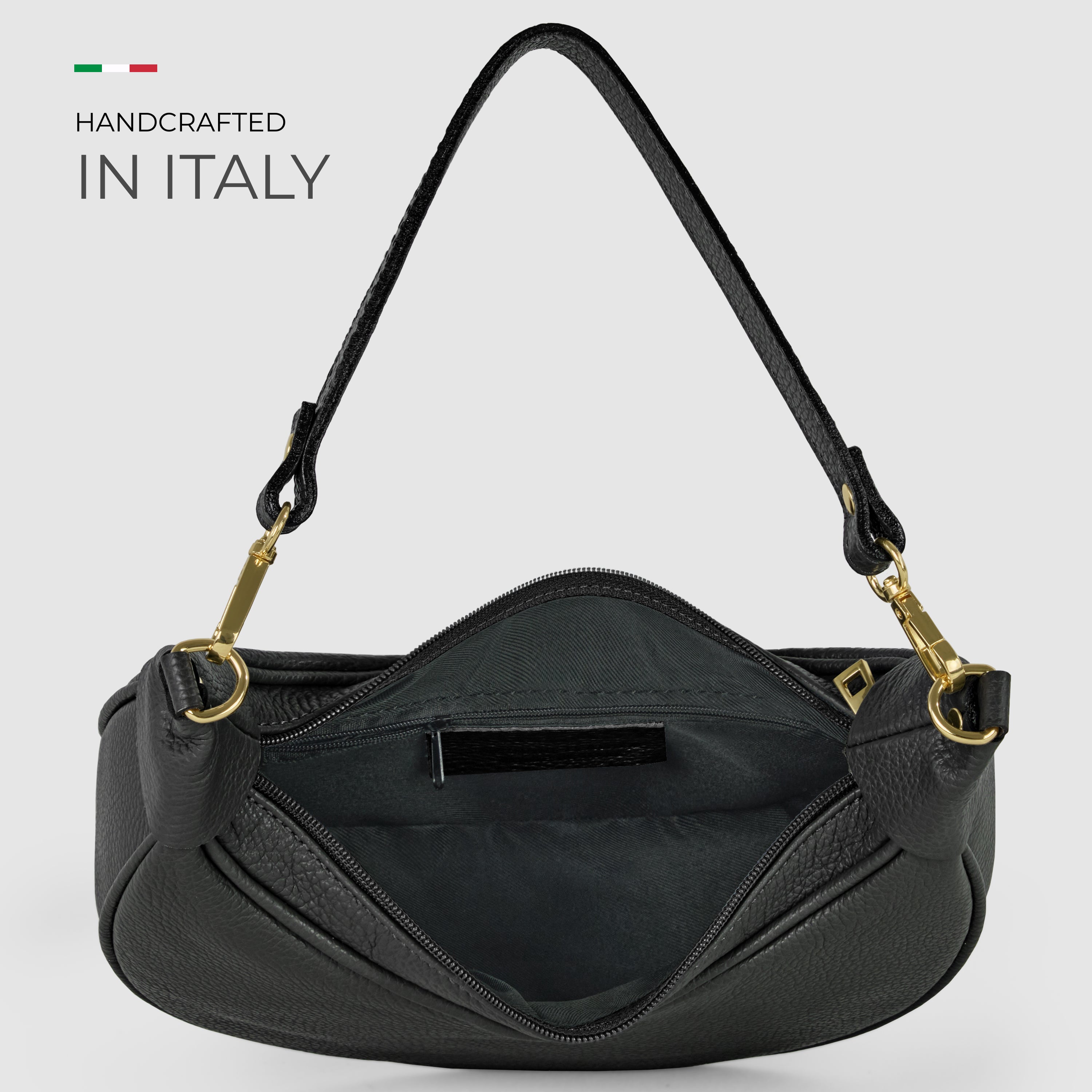 Genuine Italian Calf Leather Crescent Shoulder Bag