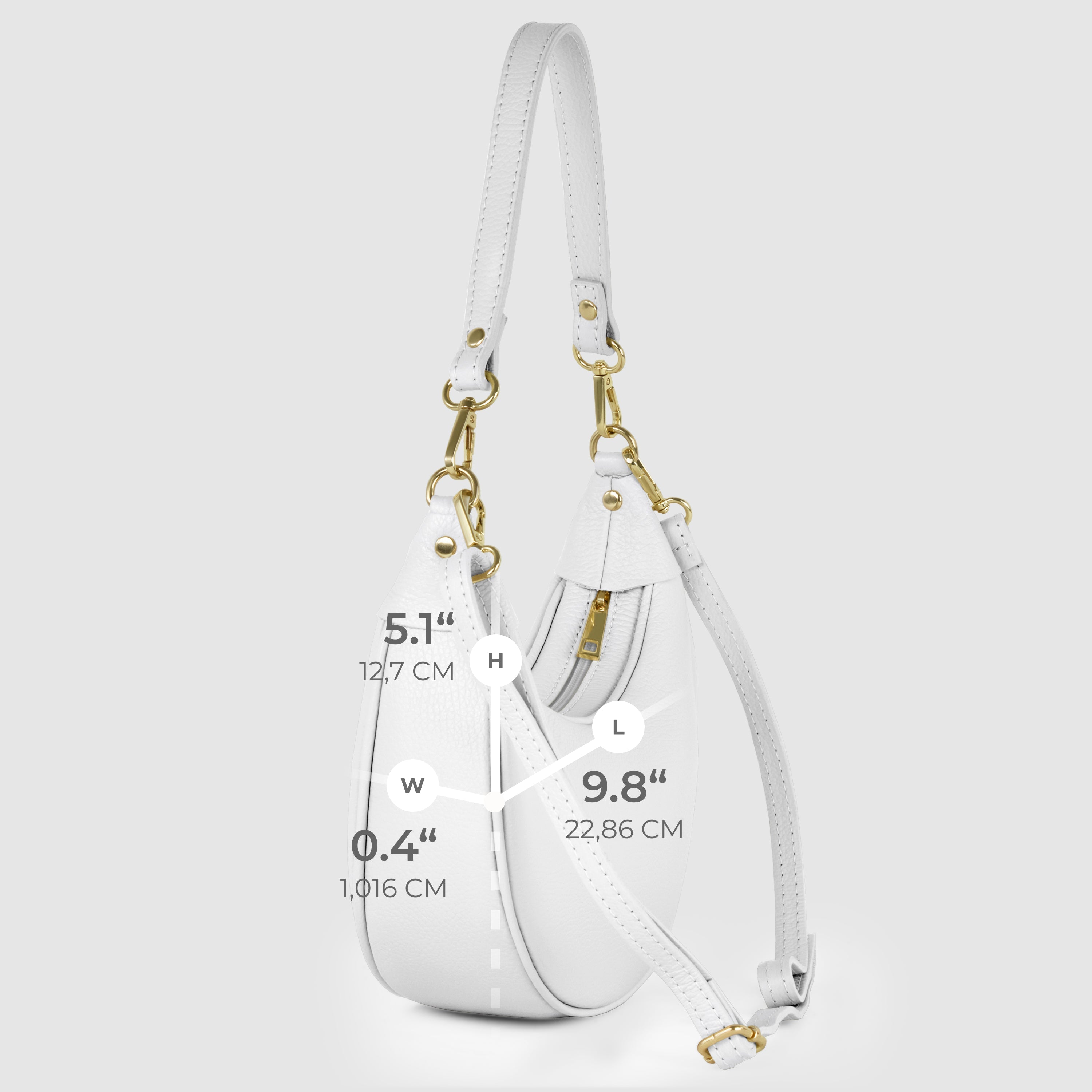 Genuine Italian Calf Leather Crescent Shoulder Bag