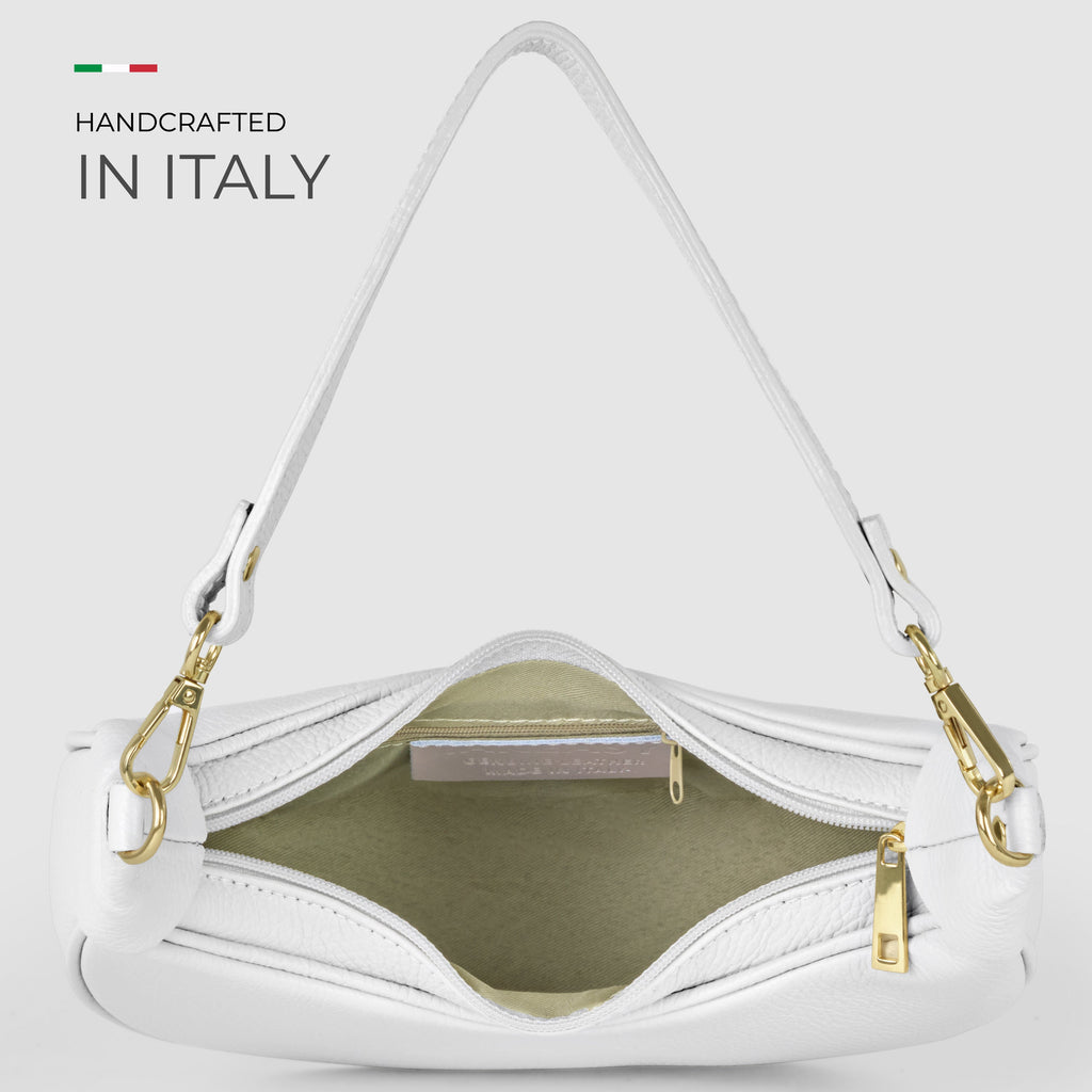 Genuine Italian Calf Leather Crescent Shoulder Bag