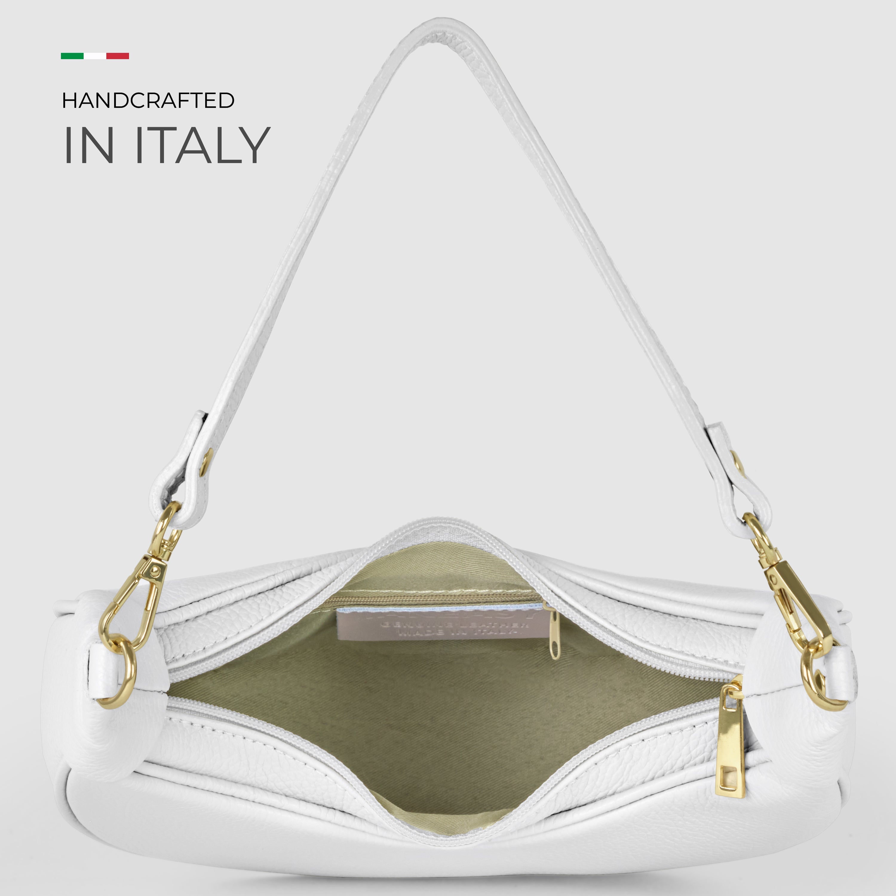Genuine Italian Calf Leather Crescent Shoulder Bag