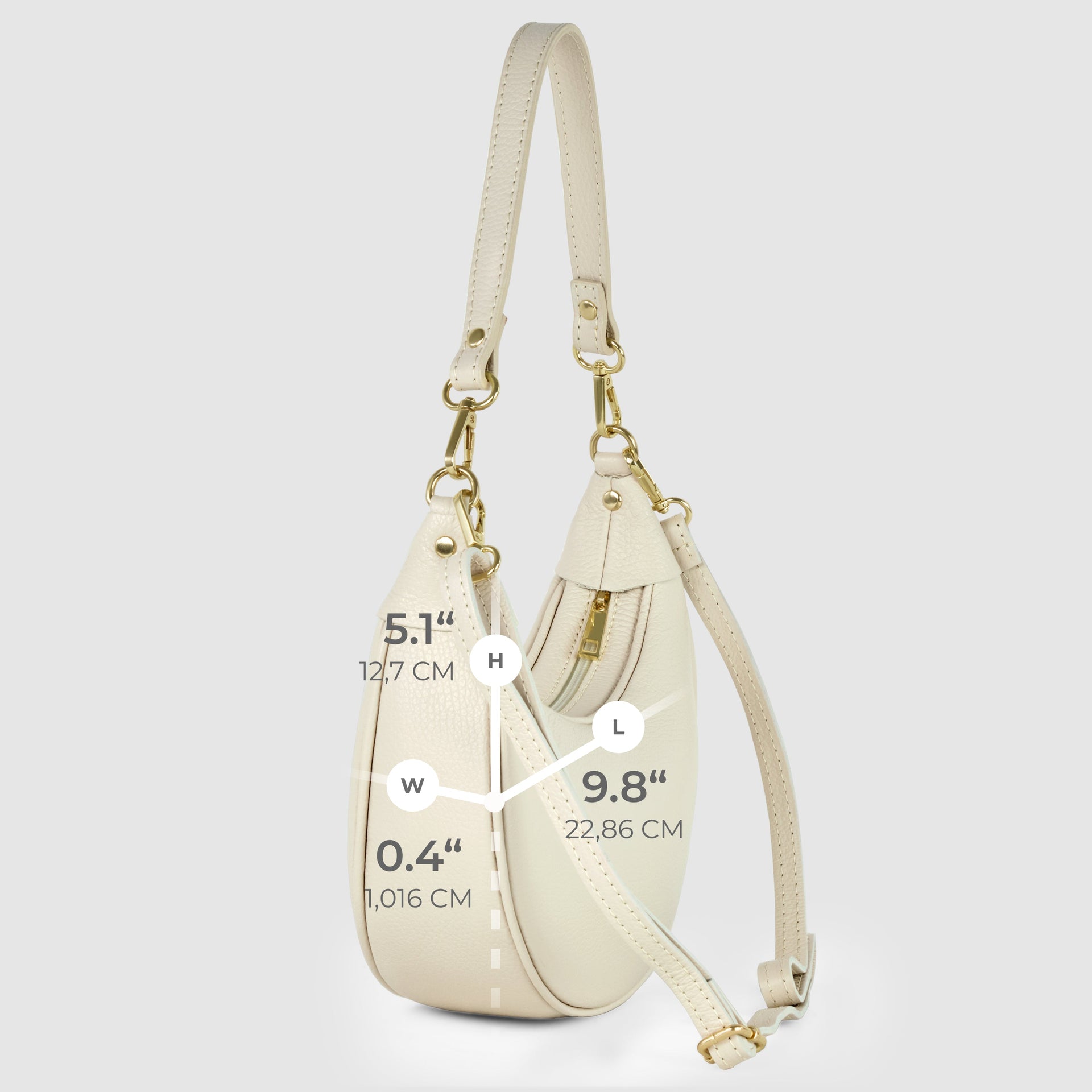 Genuine Italian Calf Leather Crescent Shoulder Bag