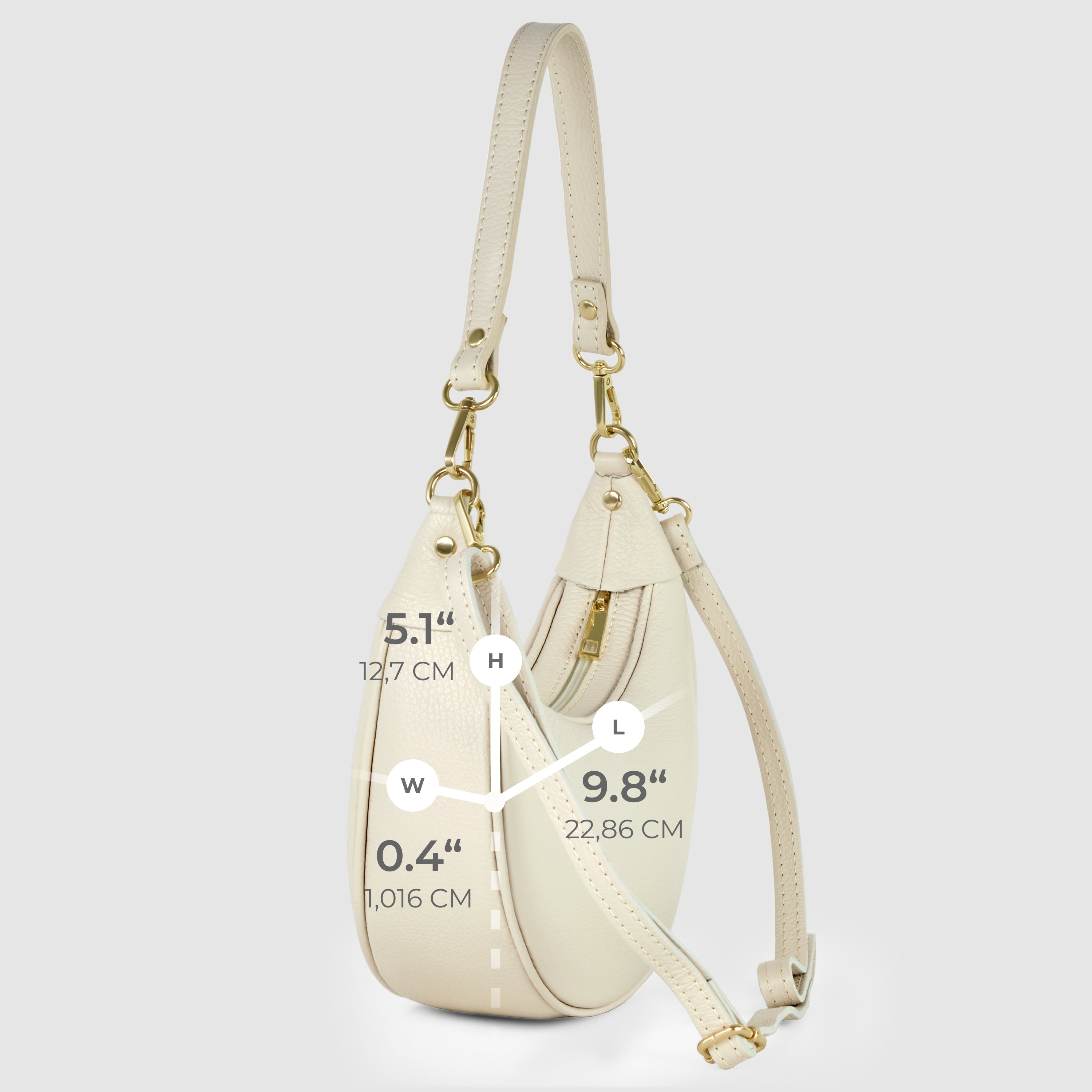 Genuine Italian Calf Leather Crescent Shoulder Bag