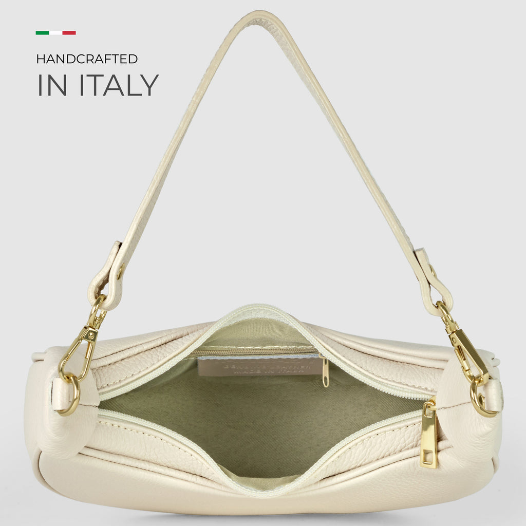 Genuine Italian Calf Leather Crescent Shoulder Bag