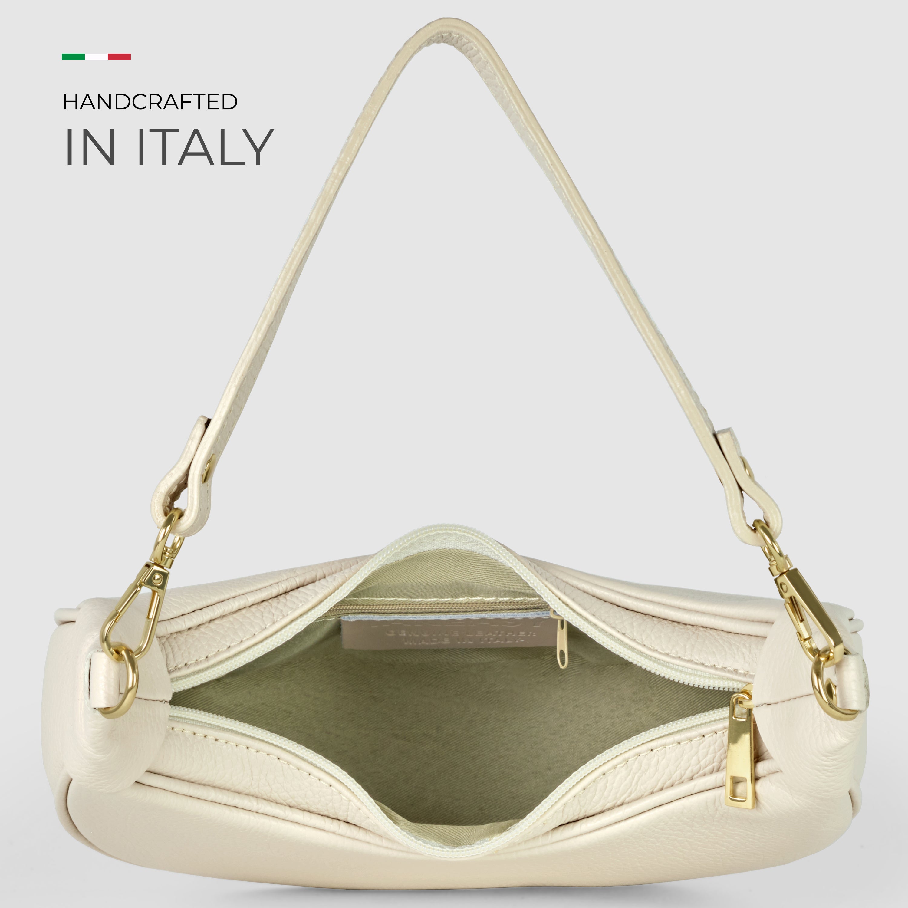 Genuine Italian Calf Leather Crescent Shoulder Bag