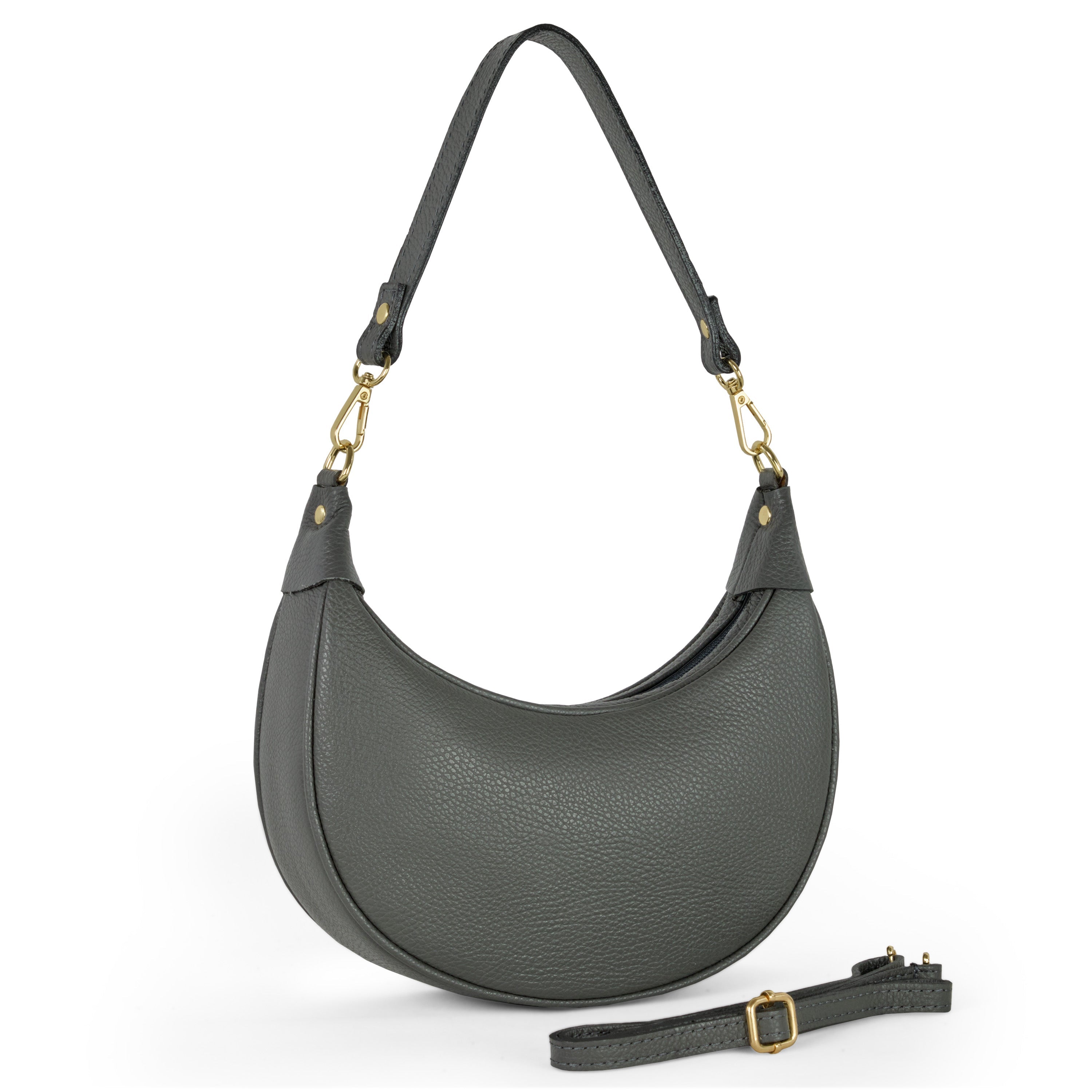 Genuine Italian Calf Leather Crescent Shoulder Bag
