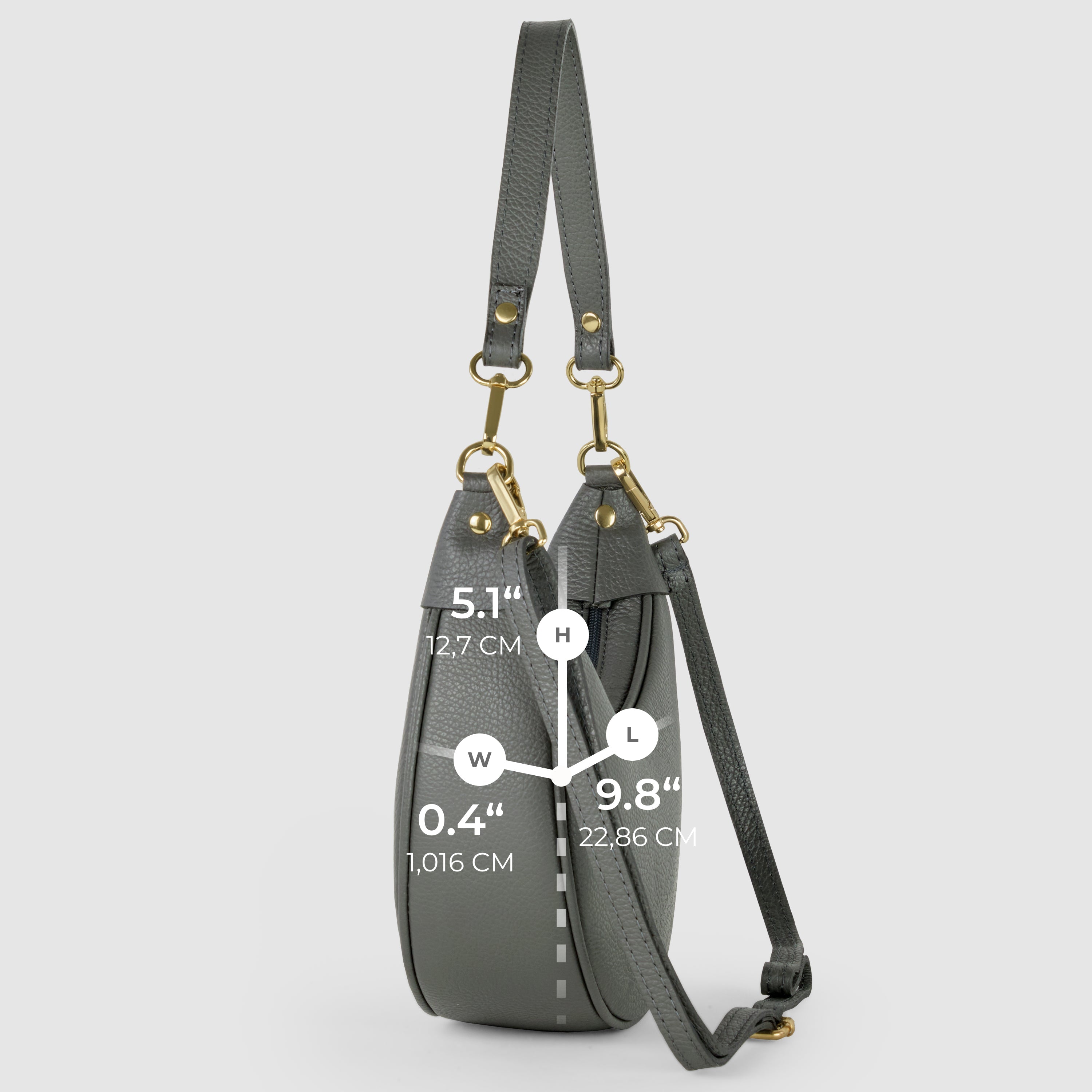 Genuine Italian Calf Leather Crescent Shoulder Bag