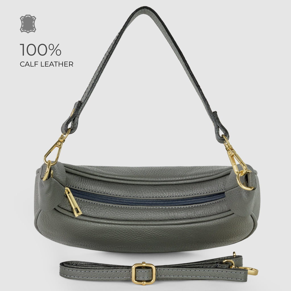 Genuine Italian Calf Leather Crescent Shoulder Bag