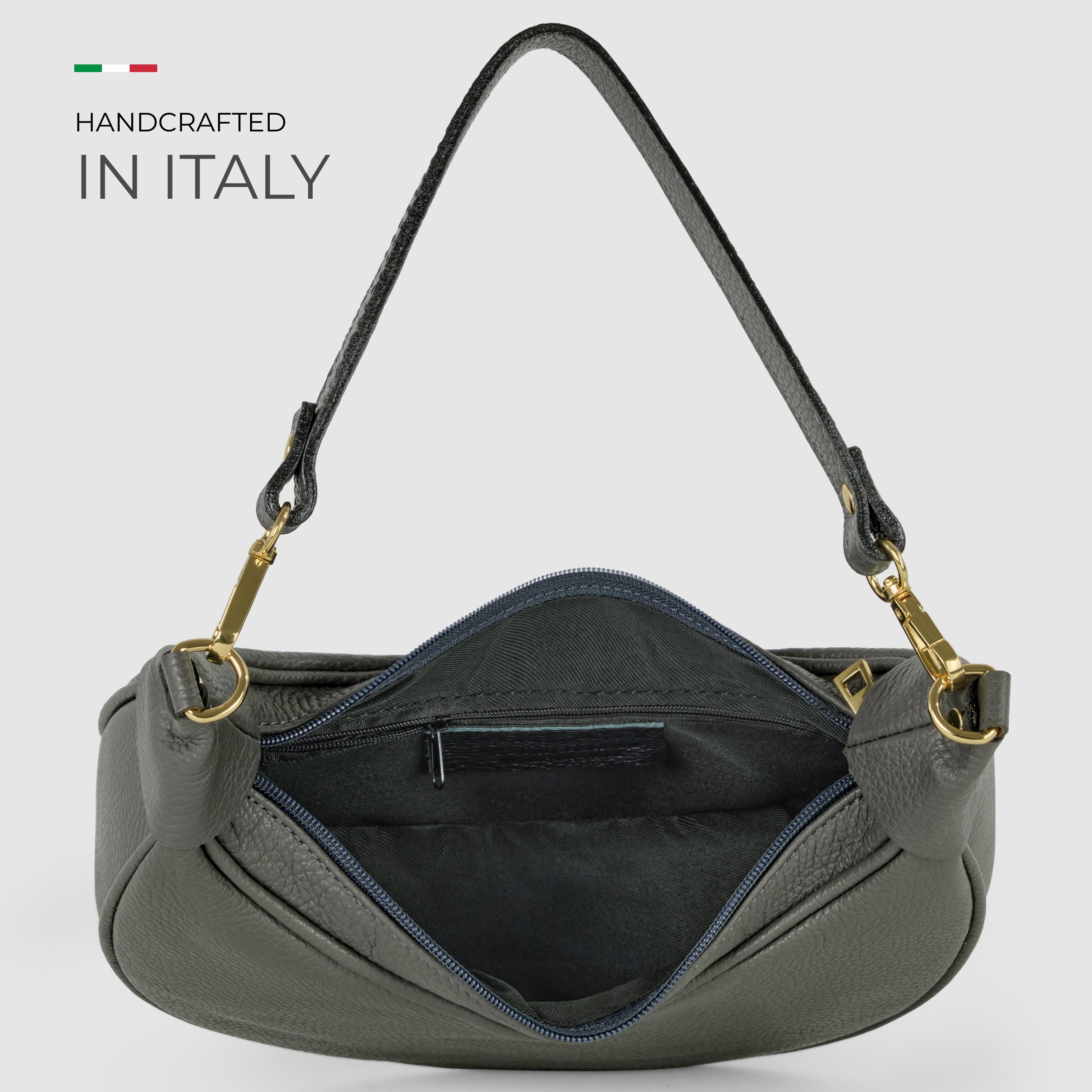 Genuine Italian Calf Leather Crescent Shoulder Bag