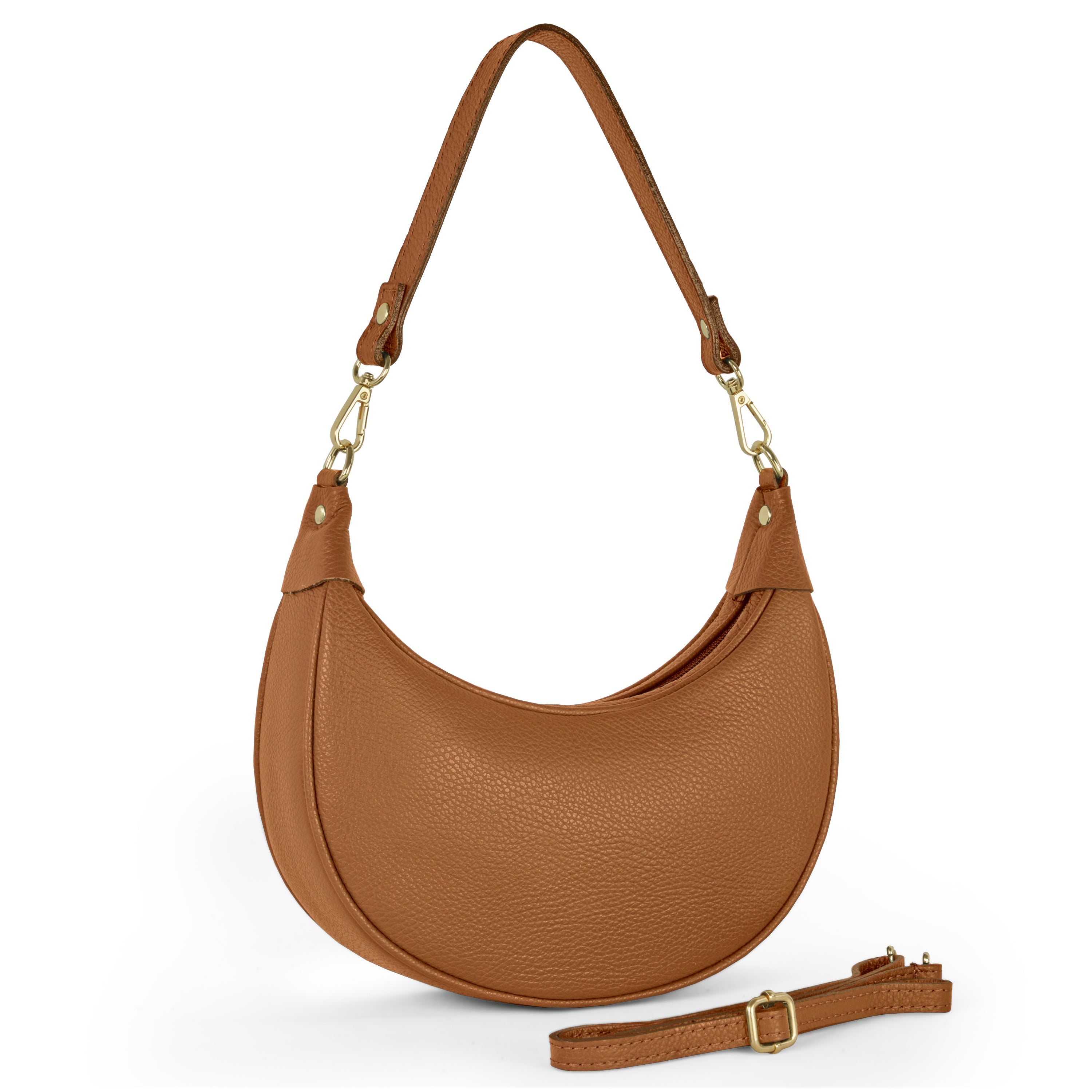 Genuine Italian Calf Leather Crescent Shoulder Bag