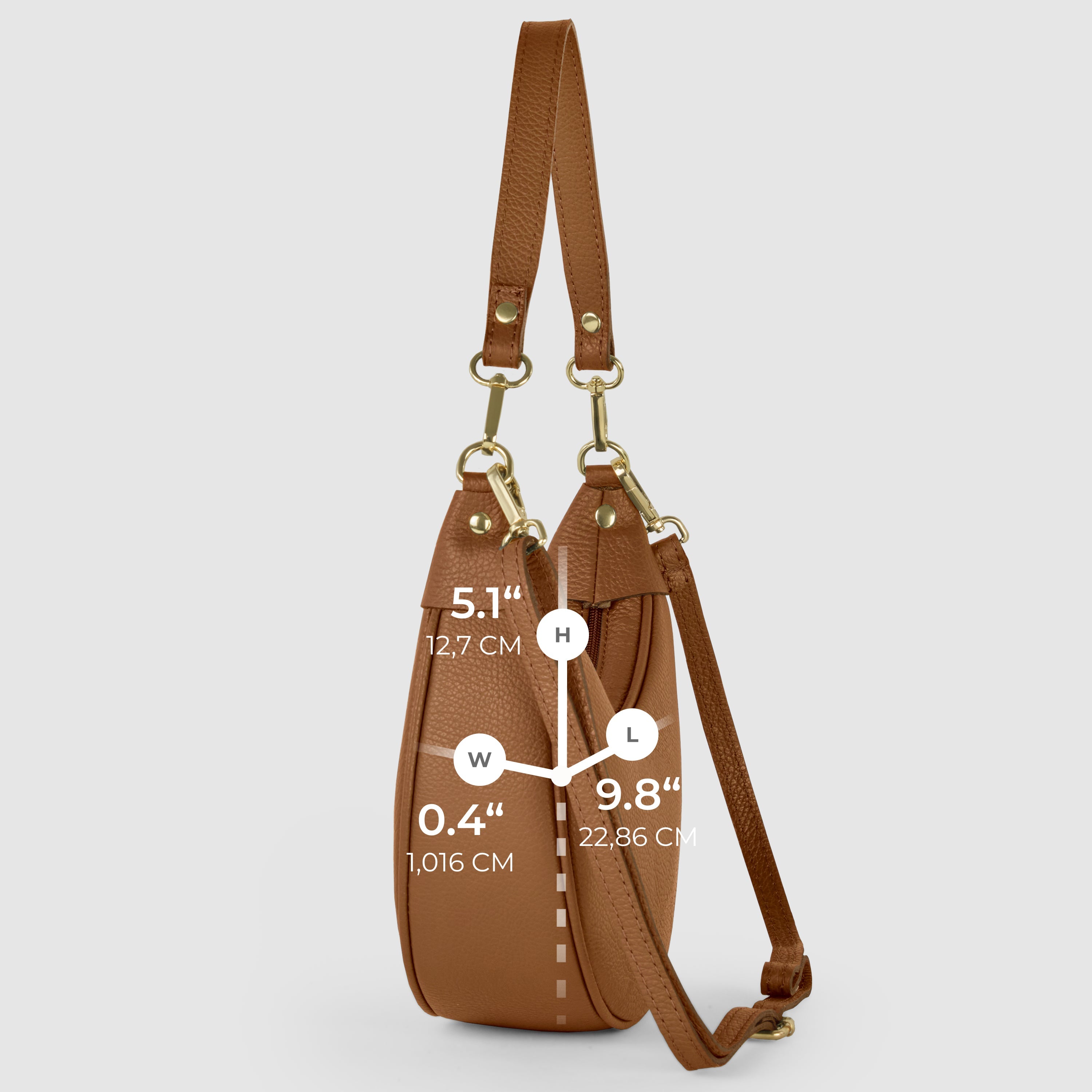Genuine Italian Calf Leather Crescent Shoulder Bag