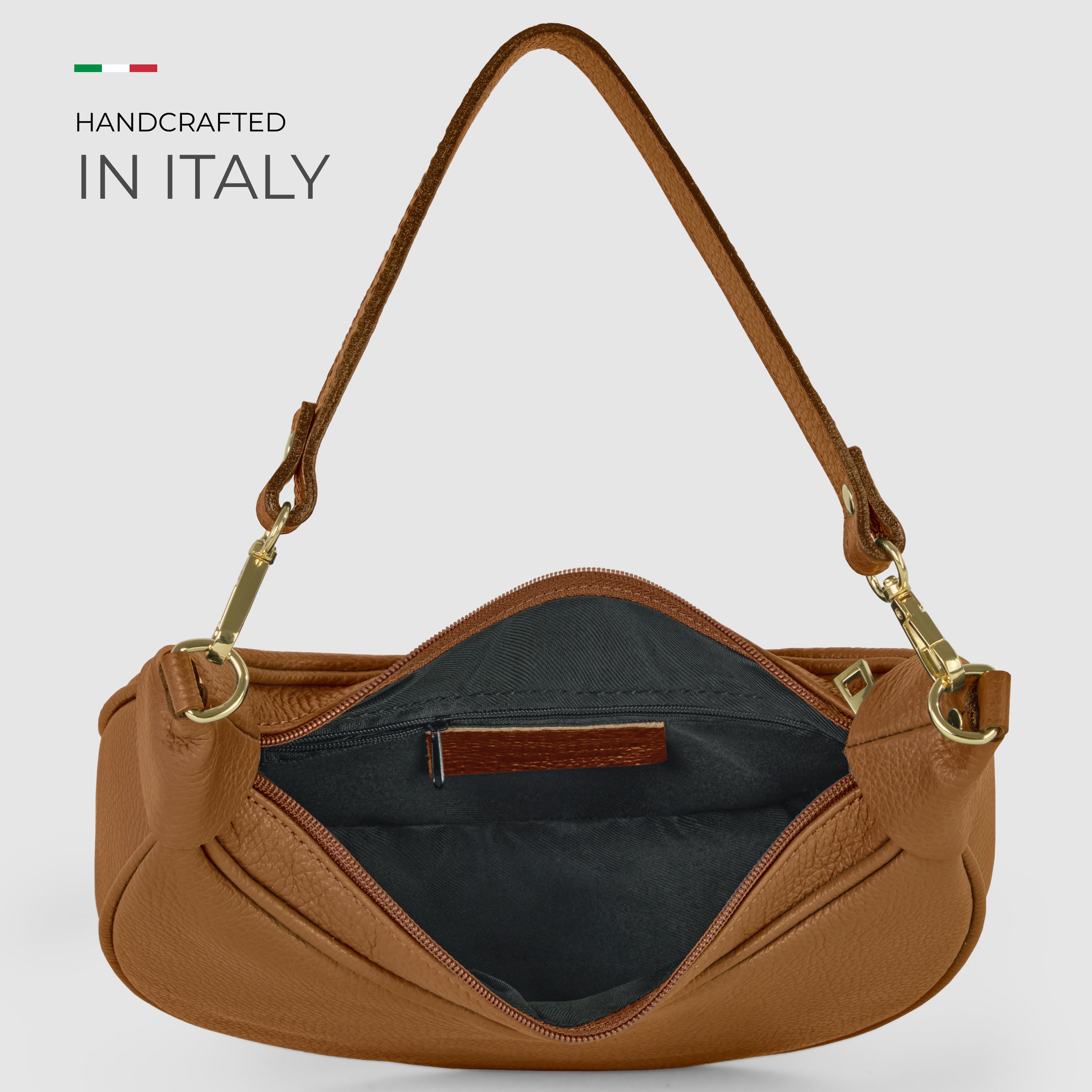 Genuine Italian Calf Leather Crescent Shoulder Bag