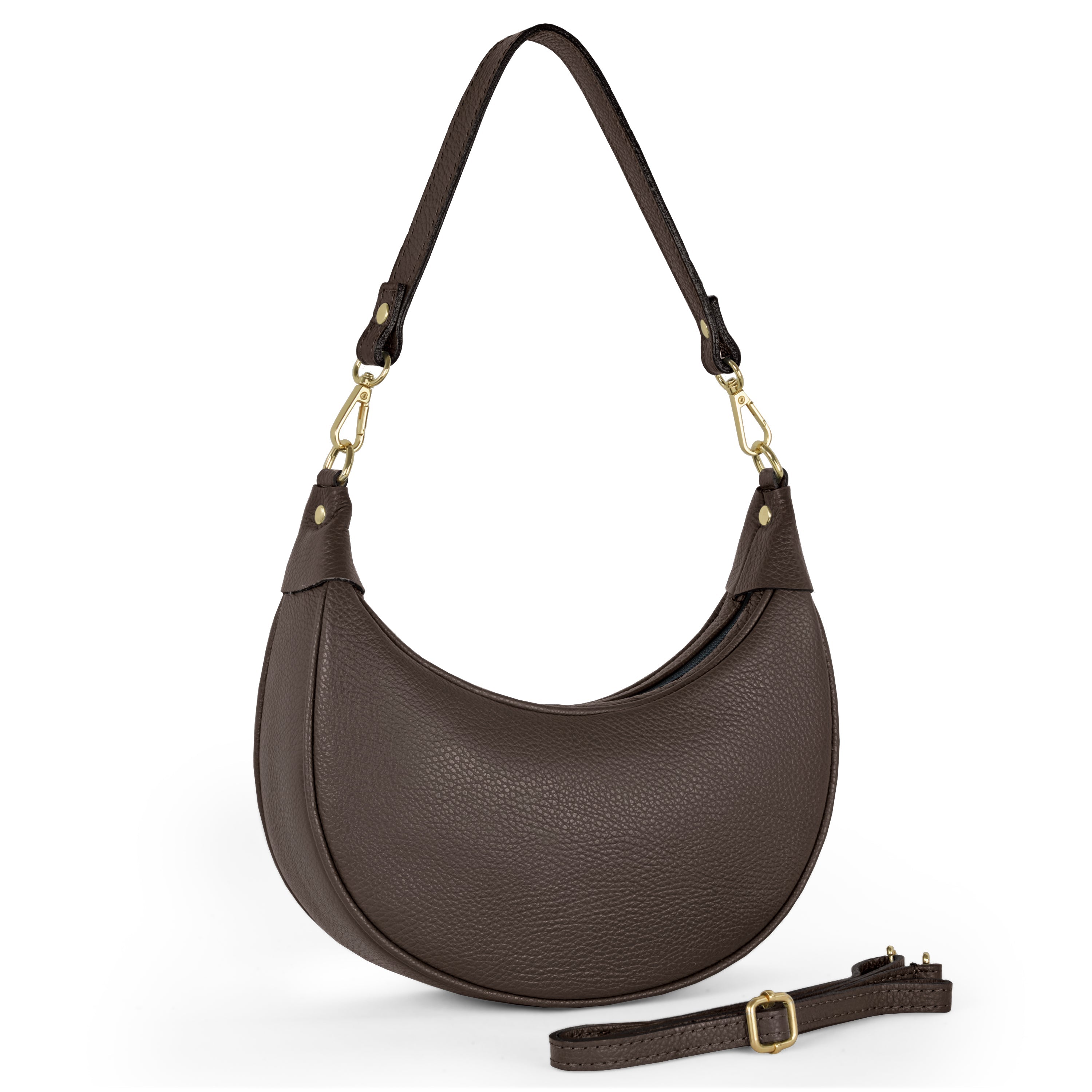 Genuine Italian Calf Leather Crescent Shoulder Bag