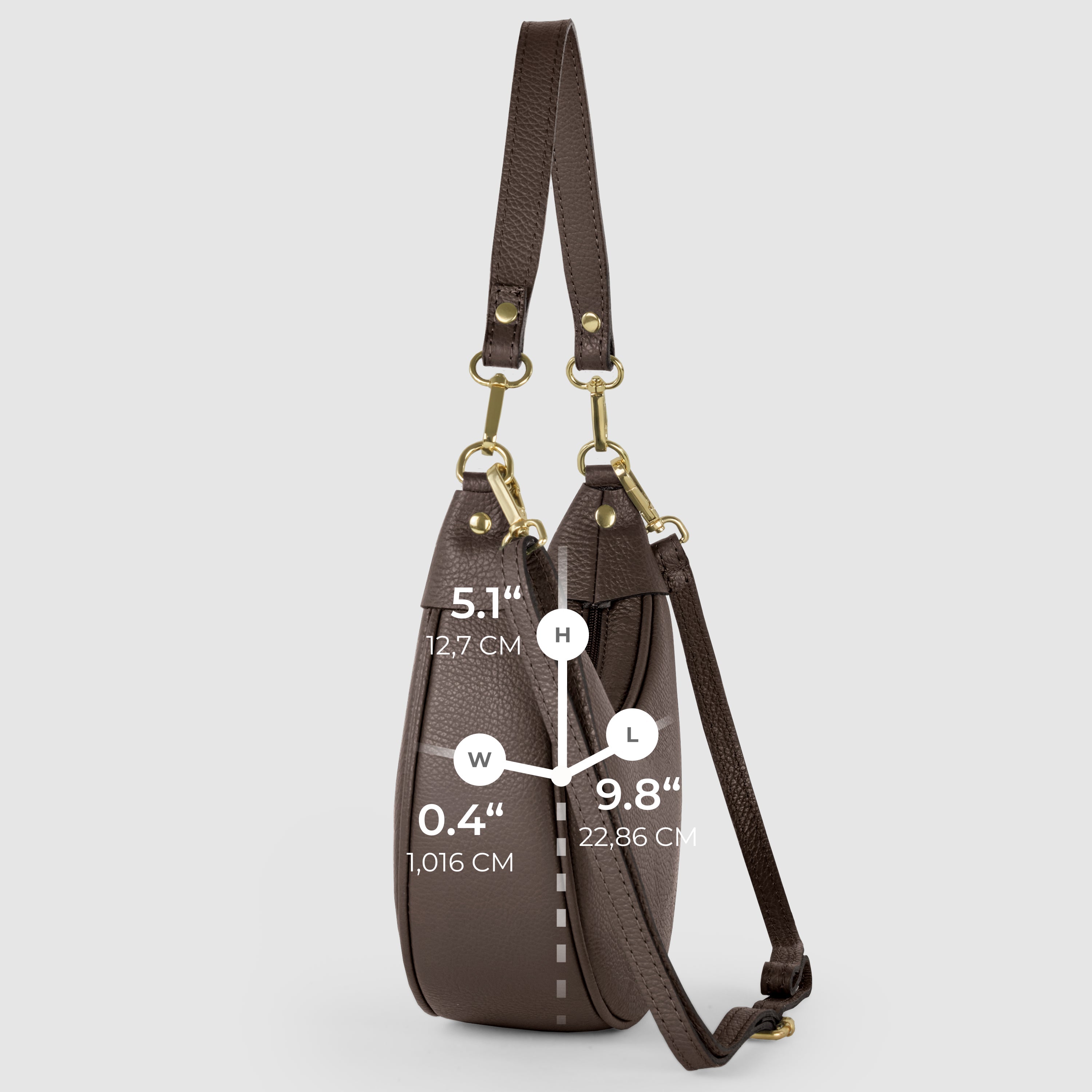 Genuine Italian Calf Leather Crescent Shoulder Bag