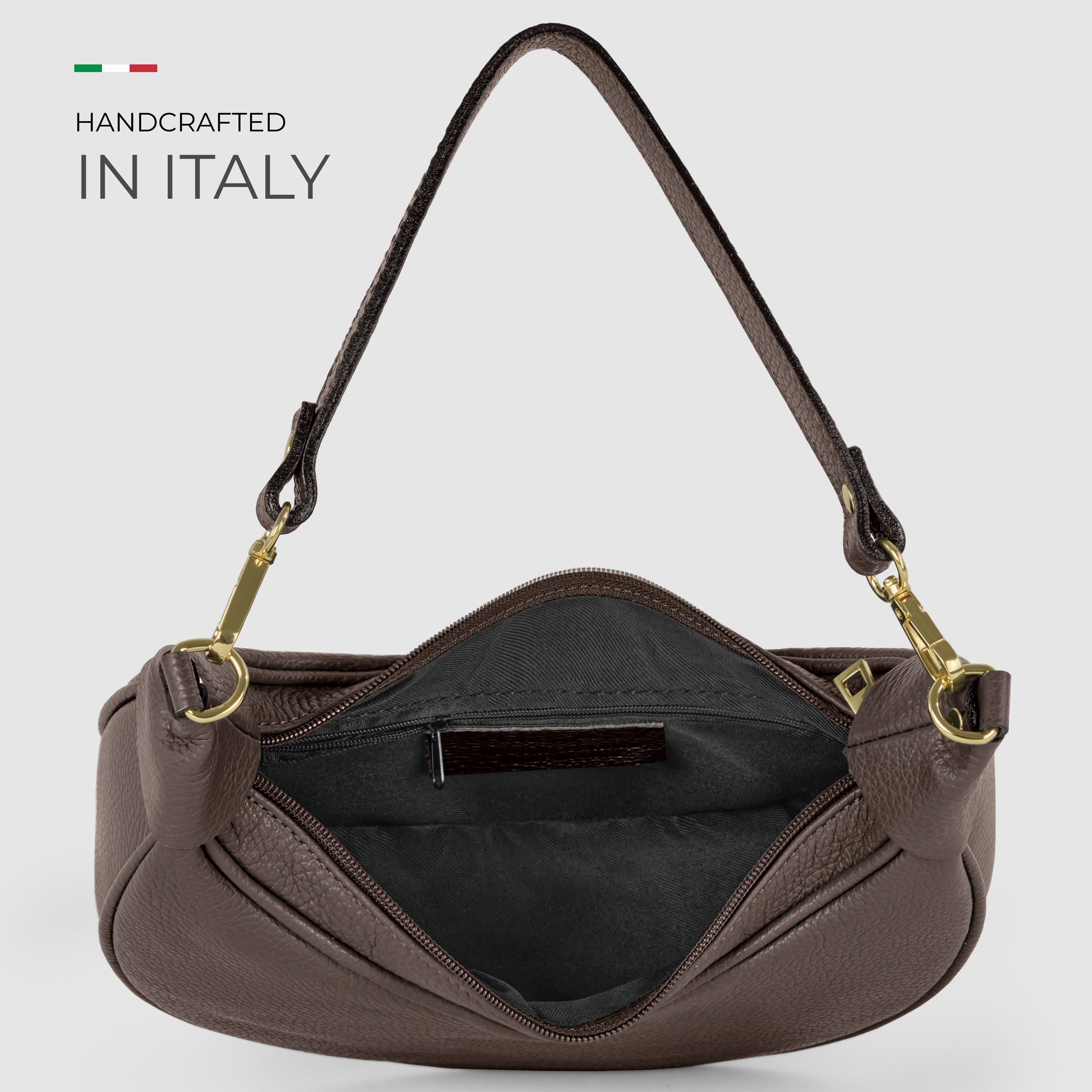 Genuine Italian Calf Leather Crescent Shoulder Bag