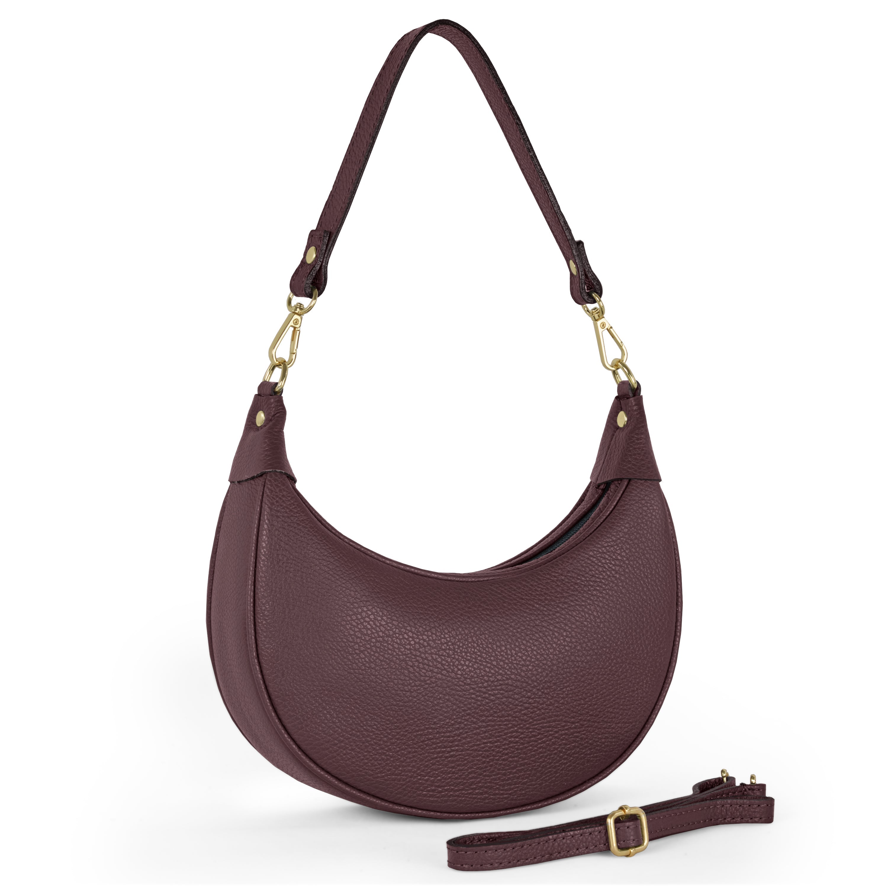 Genuine Italian Calf Leather Crescent Shoulder Bag
