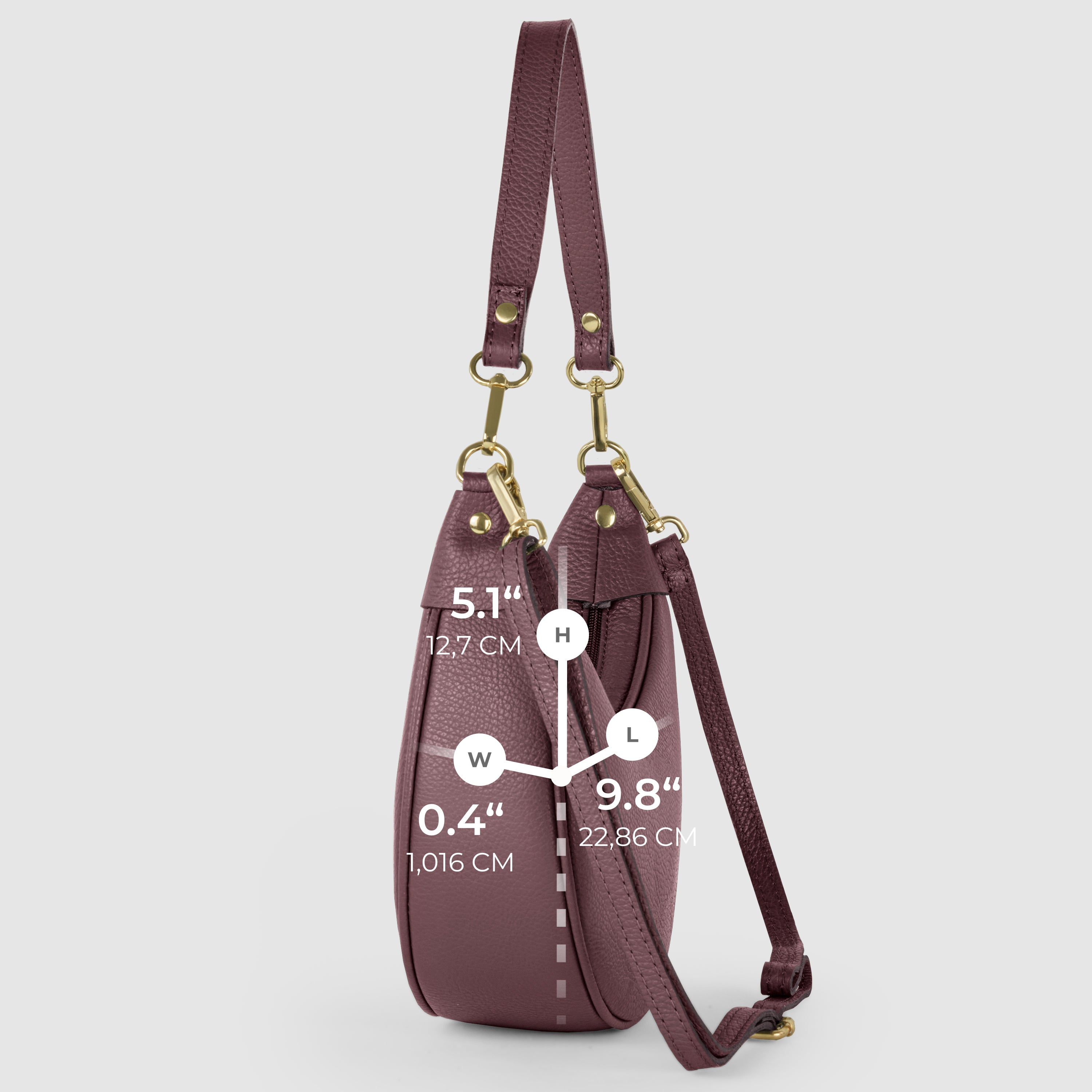 Genuine Italian Calf Leather Crescent Shoulder Bag
