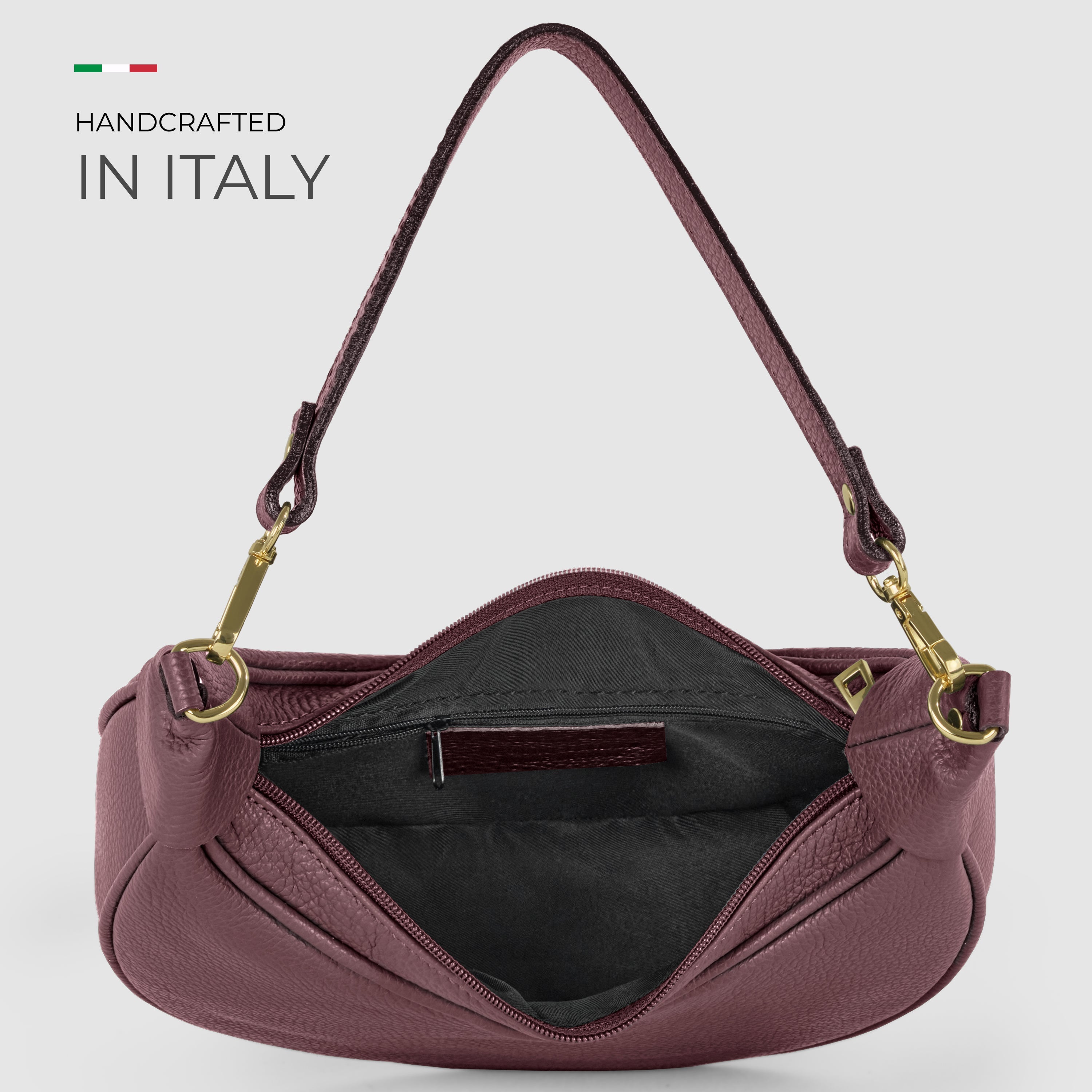 Genuine Italian Calf Leather Crescent Shoulder Bag