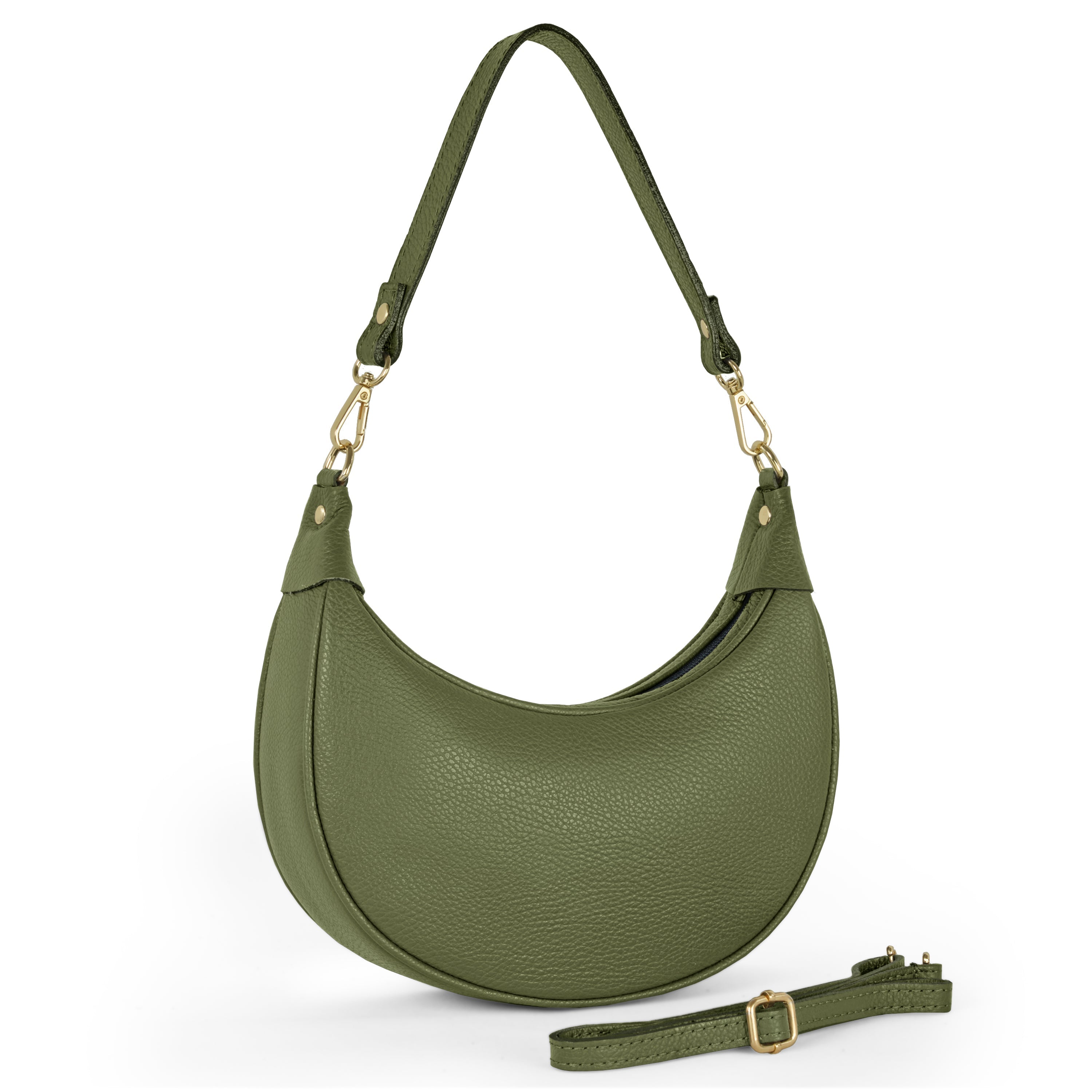 Genuine Italian Calf Leather Crescent Shoulder Bag