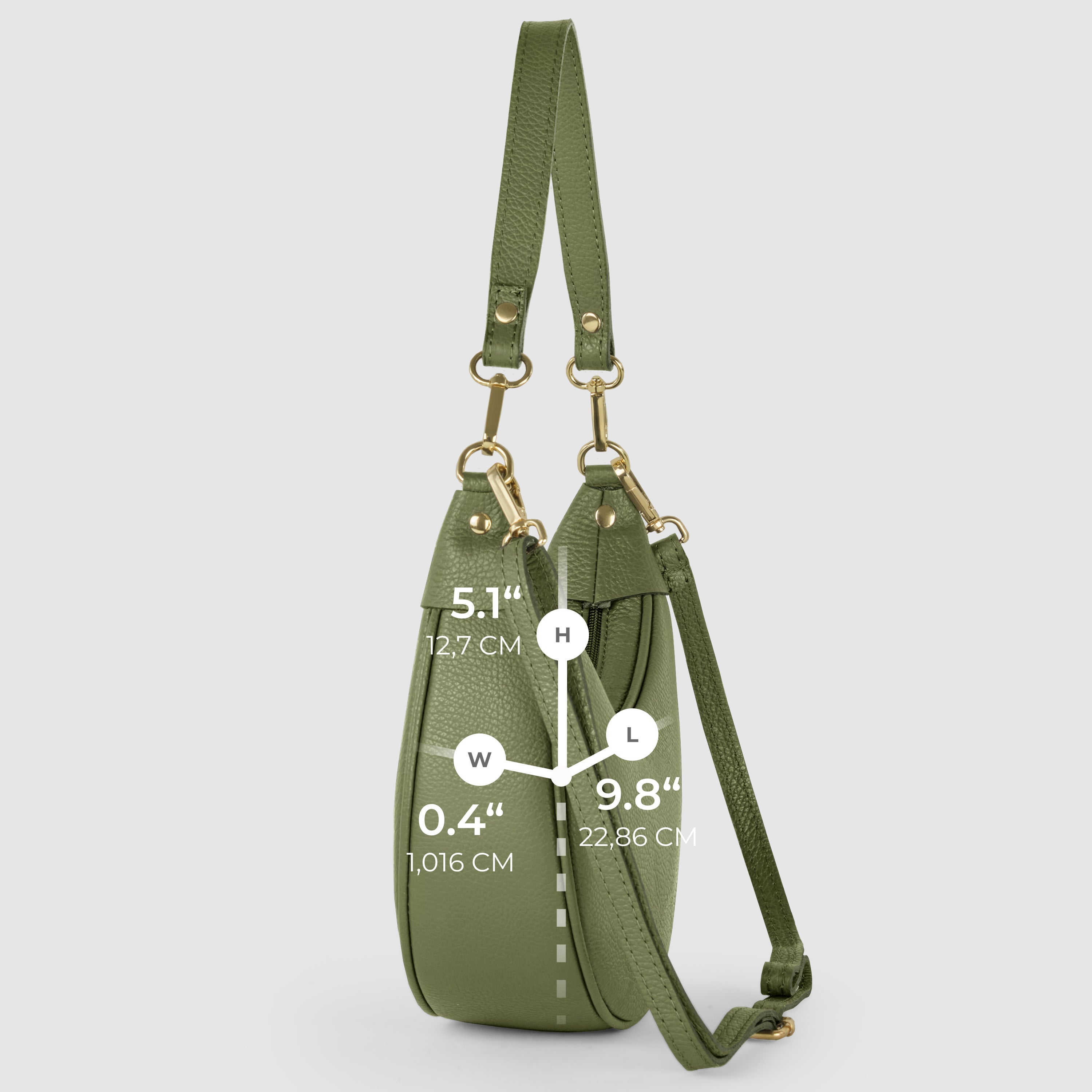 Genuine Italian Calf Leather Crescent Shoulder Bag