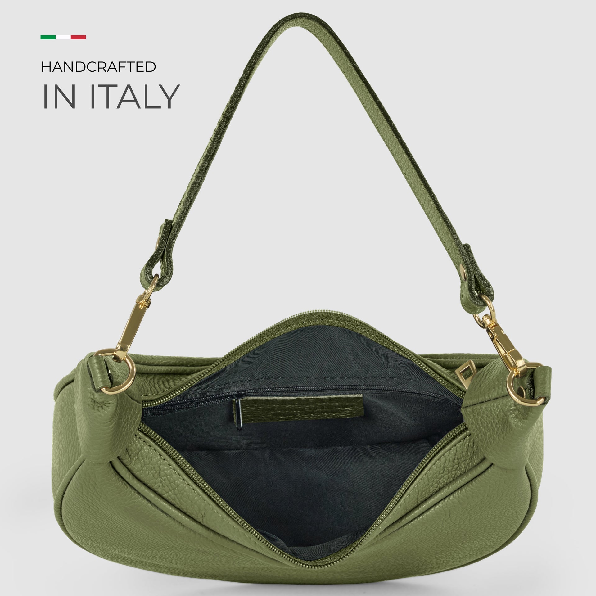 Genuine Italian Calf Leather Crescent Shoulder Bag