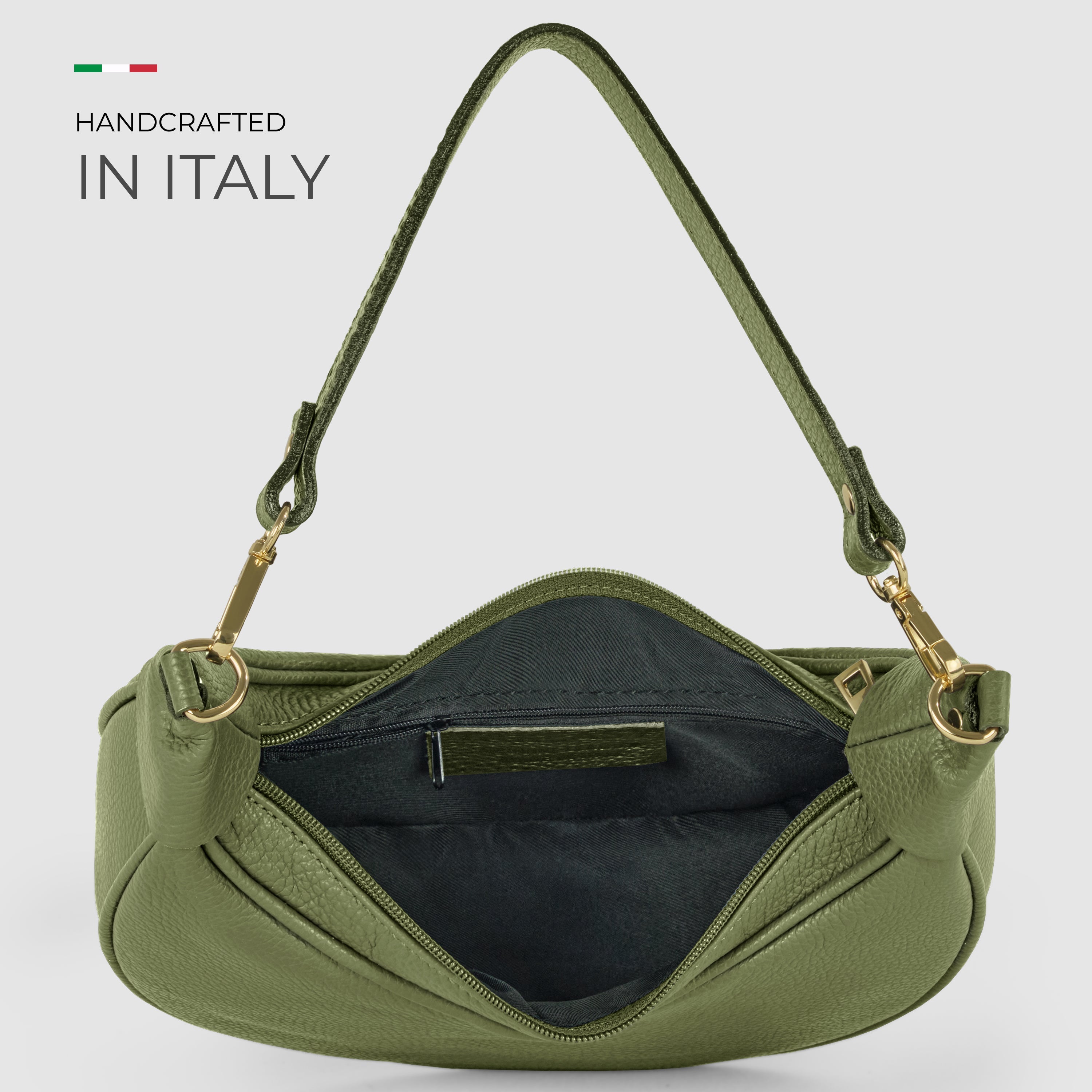 Genuine Italian Calf Leather Crescent Shoulder Bag