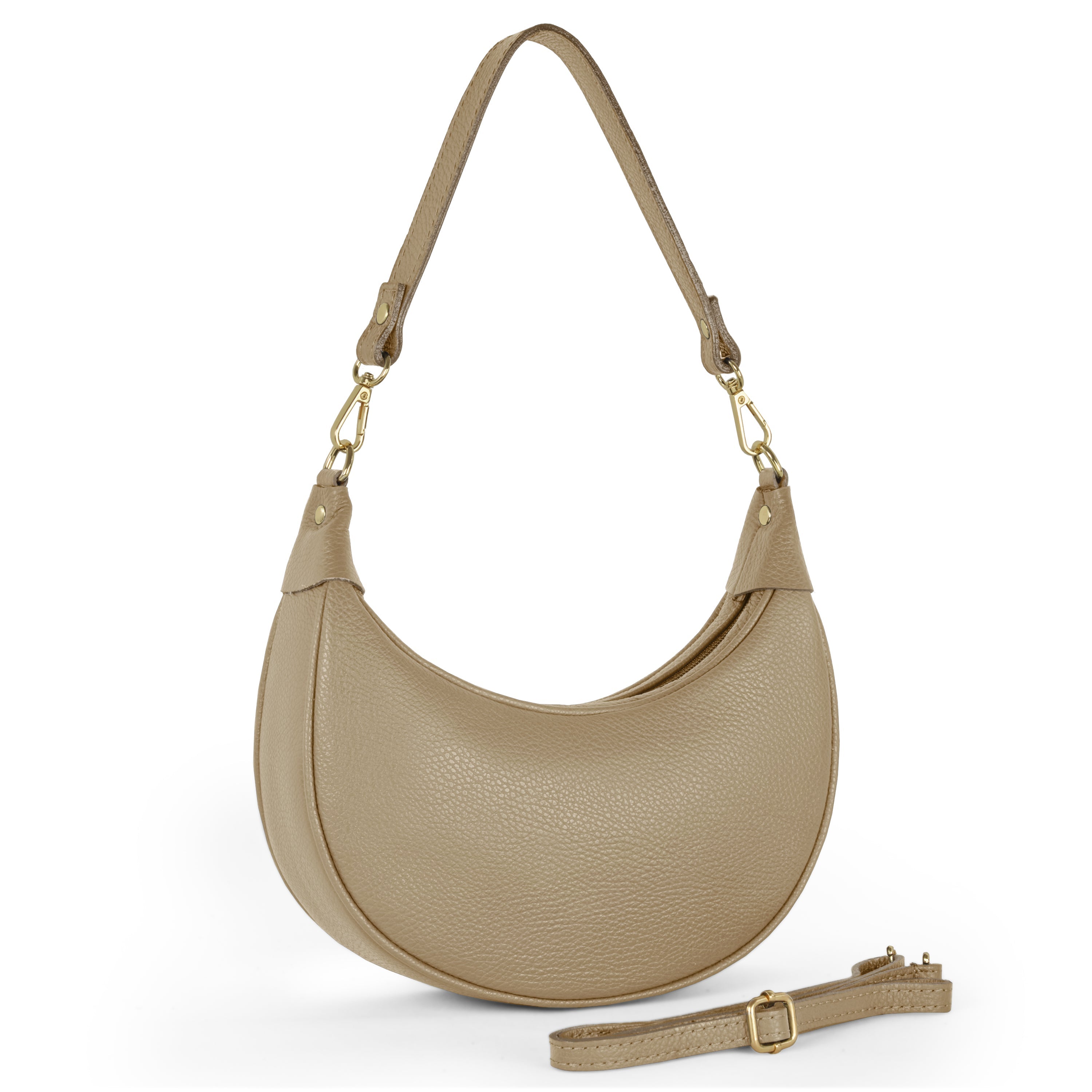 Genuine Italian Calf Leather Crescent Shoulder Bag