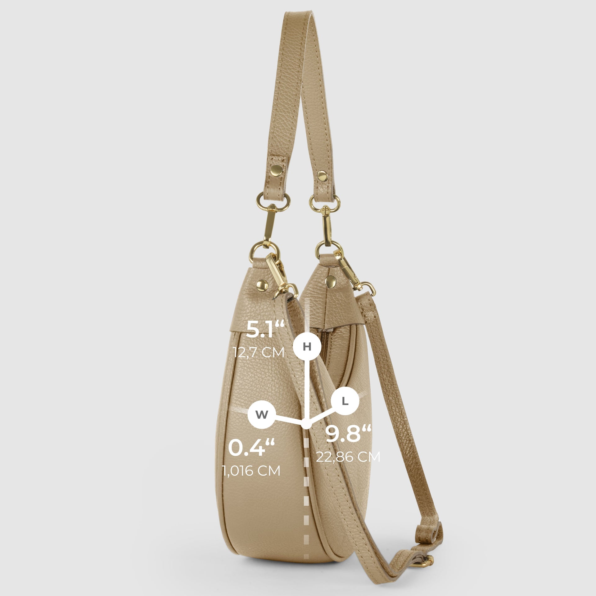 Genuine Italian Calf Leather Crescent Shoulder Bag