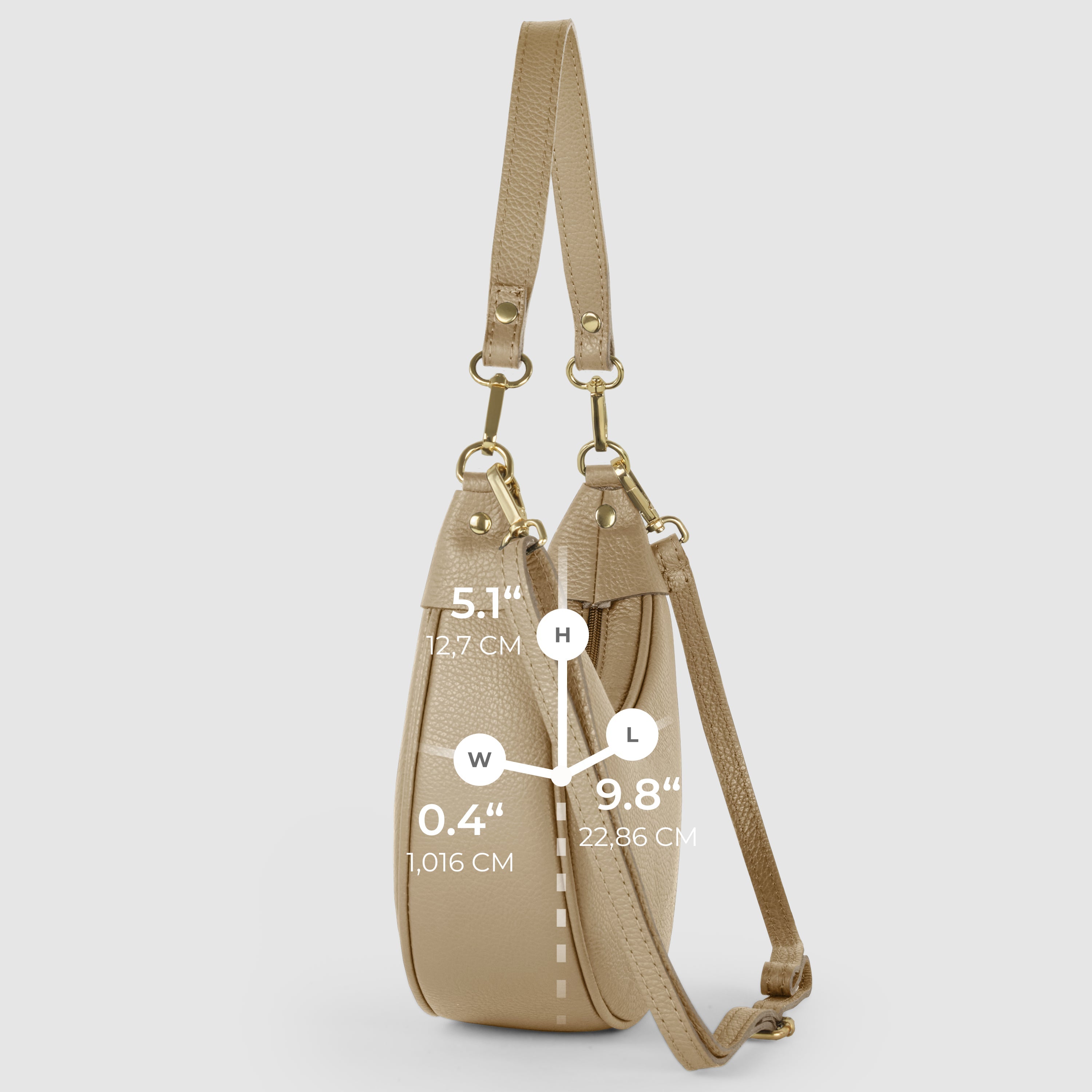 Genuine Italian Calf Leather Crescent Shoulder Bag