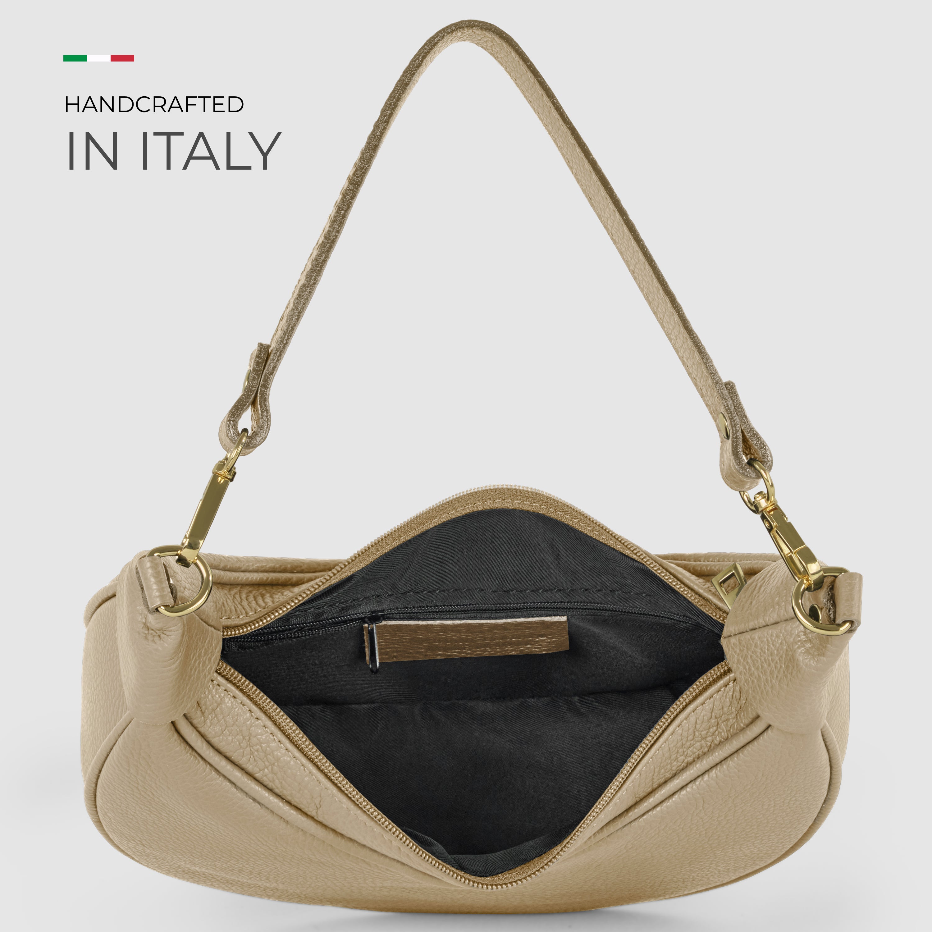 Genuine Italian Calf Leather Crescent Shoulder Bag