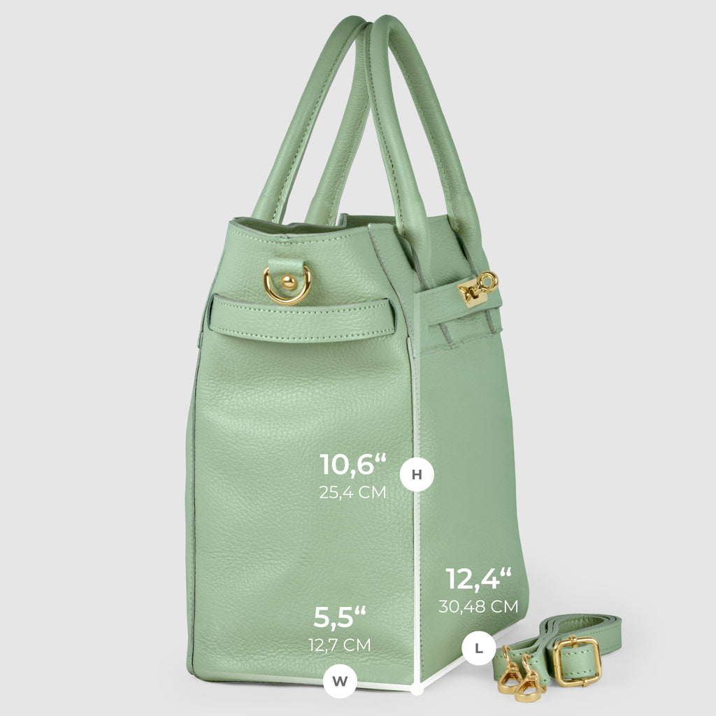 Italian Genuine Calf Leather Top-Handle Bag with Crossbody Strap
